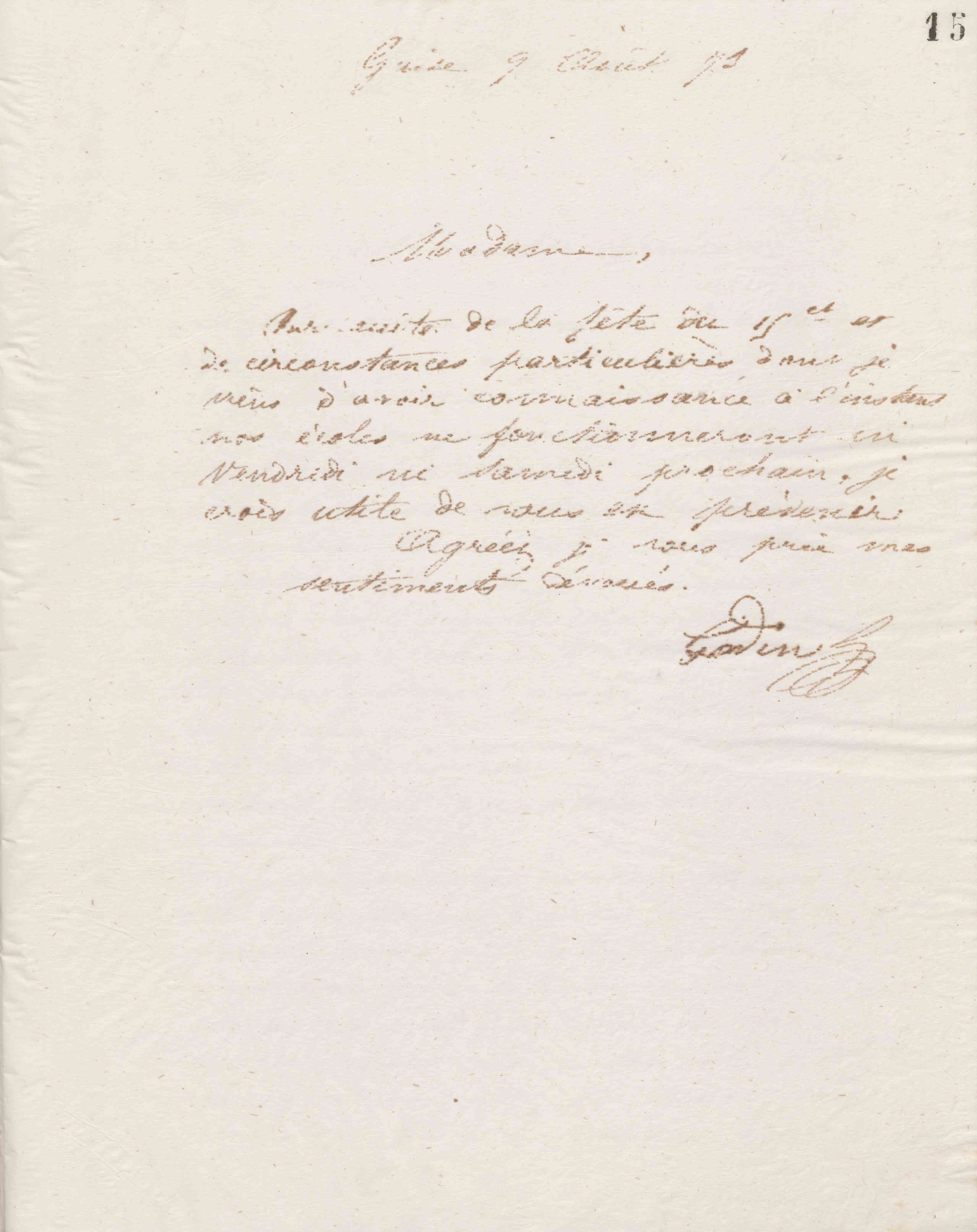Jean-Baptiste André Godin à Élisa Ragot-David, 9 août 1873 Jean-Baptiste André Godin à Élisa Ragot-David, 9 août 1873