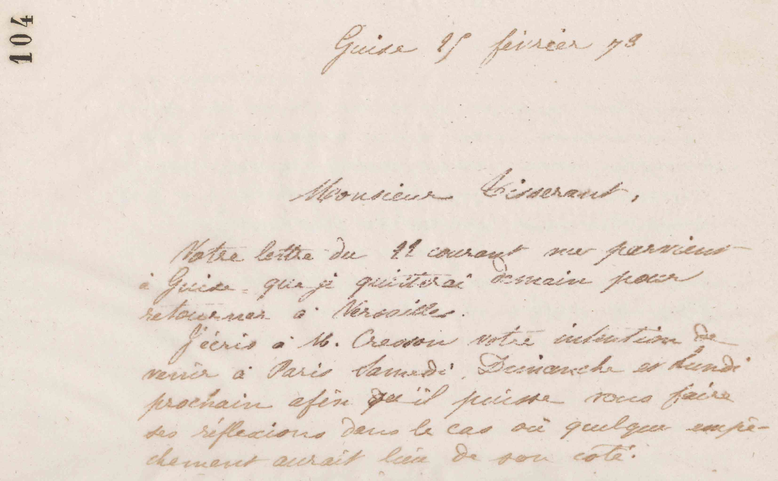 Jean-Baptiste André Godin à Alexandre Tisserant, 25 février 1873