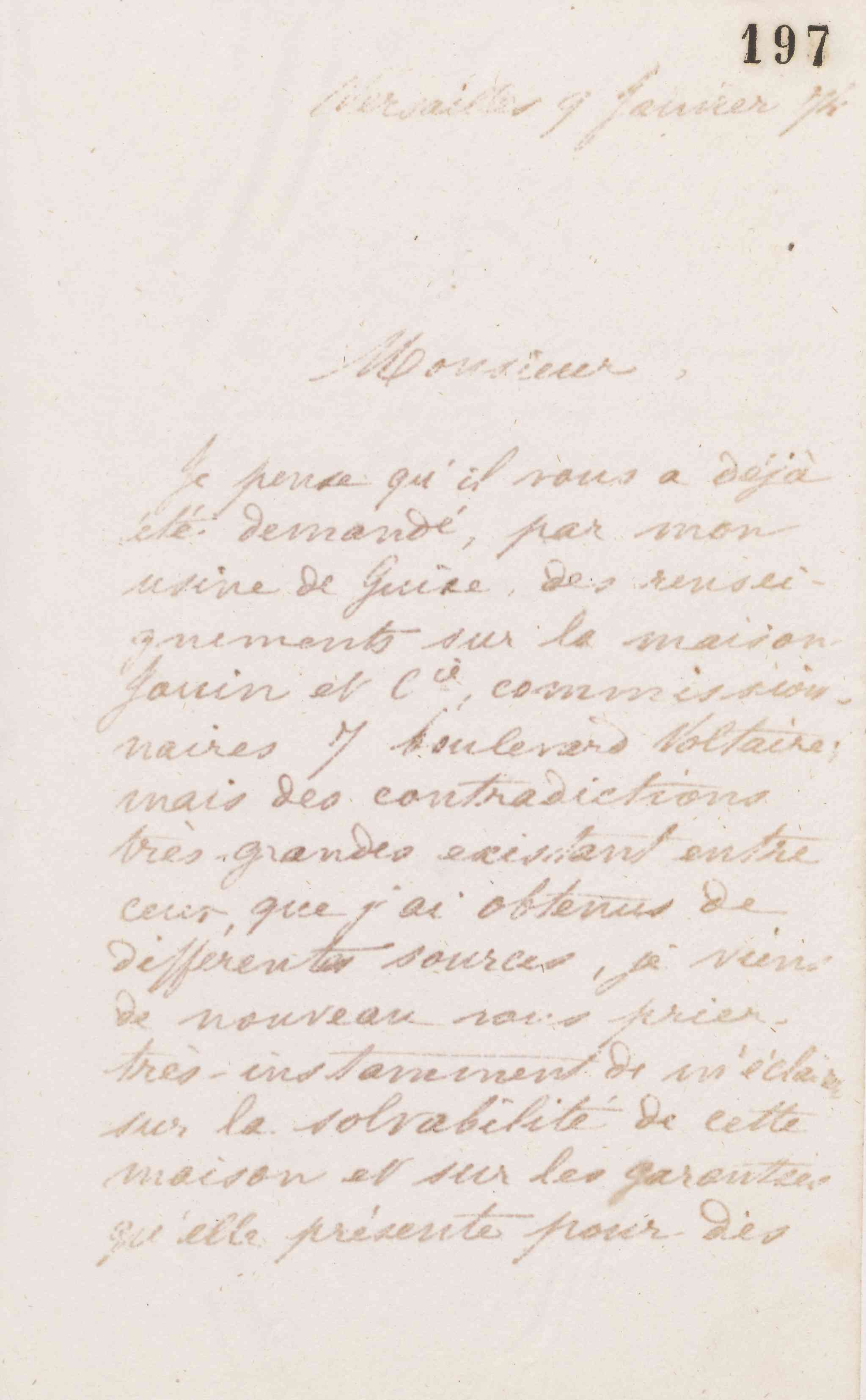 Jean-Baptiste André Godin à A. Jouin et Cie, 9 janvier 1874 Jean-Baptiste André Godin à A. Jouin et Cie, 9 janvier 1874