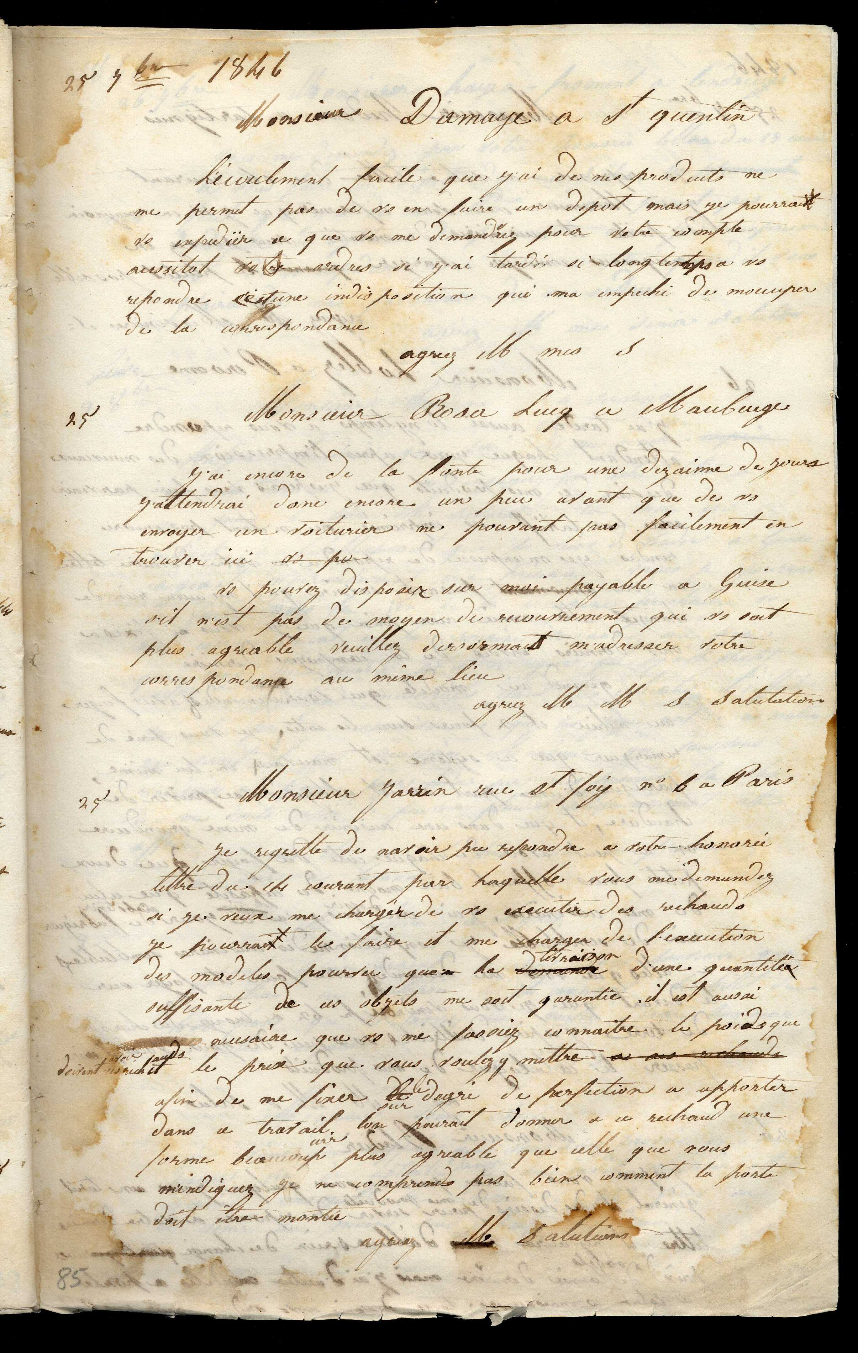 Jean-Baptiste André Godin à monsieur Jarrin, 25 [septembre 1846]