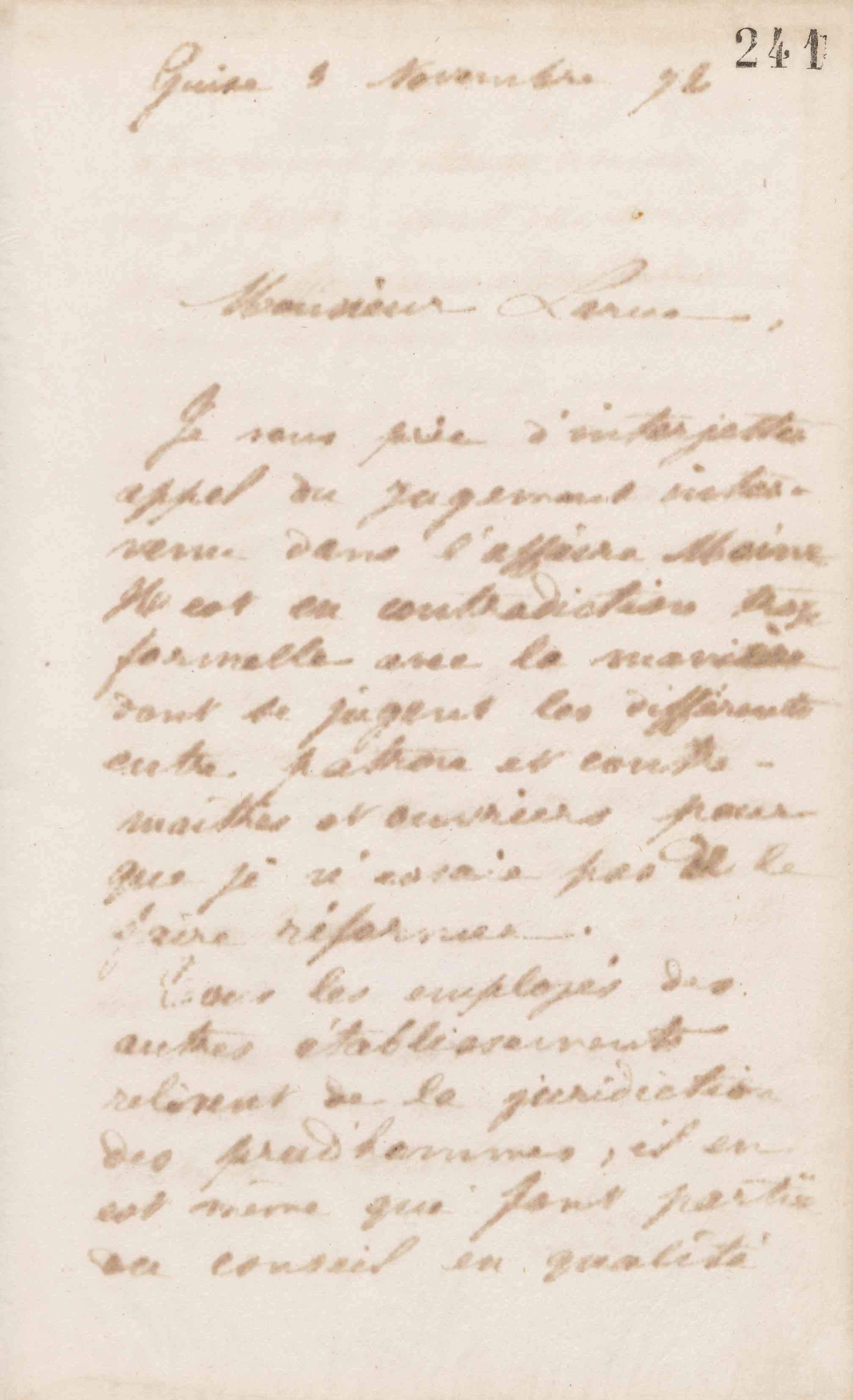 Jean-Baptiste André Godin à Édouard Larue, 3 novembre 1872 Jean-Baptiste André Godin à Édouard Larue, 3 novembre 1872