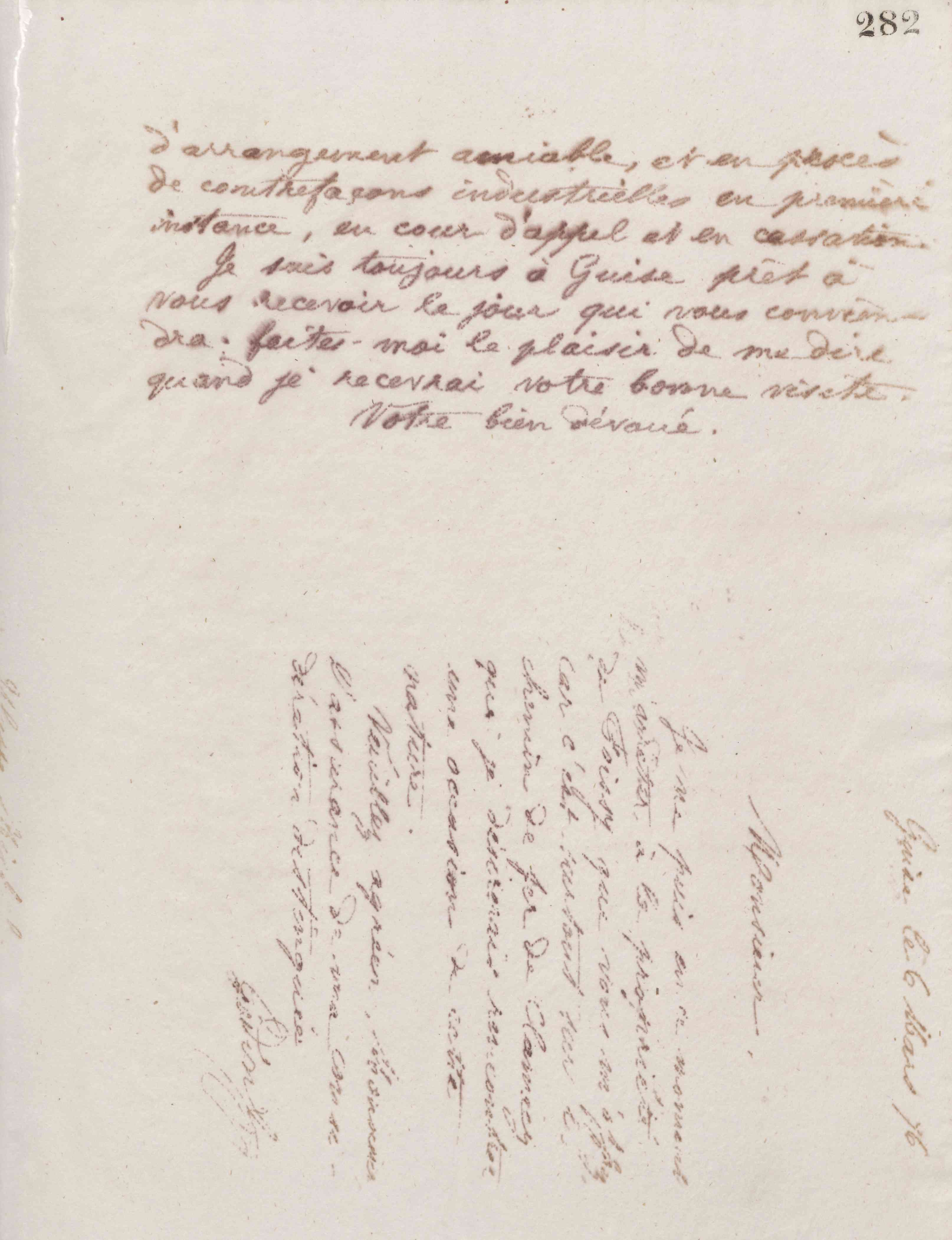 Jean-Baptiste André Godin à monsieur Michel, 6 mars 1876