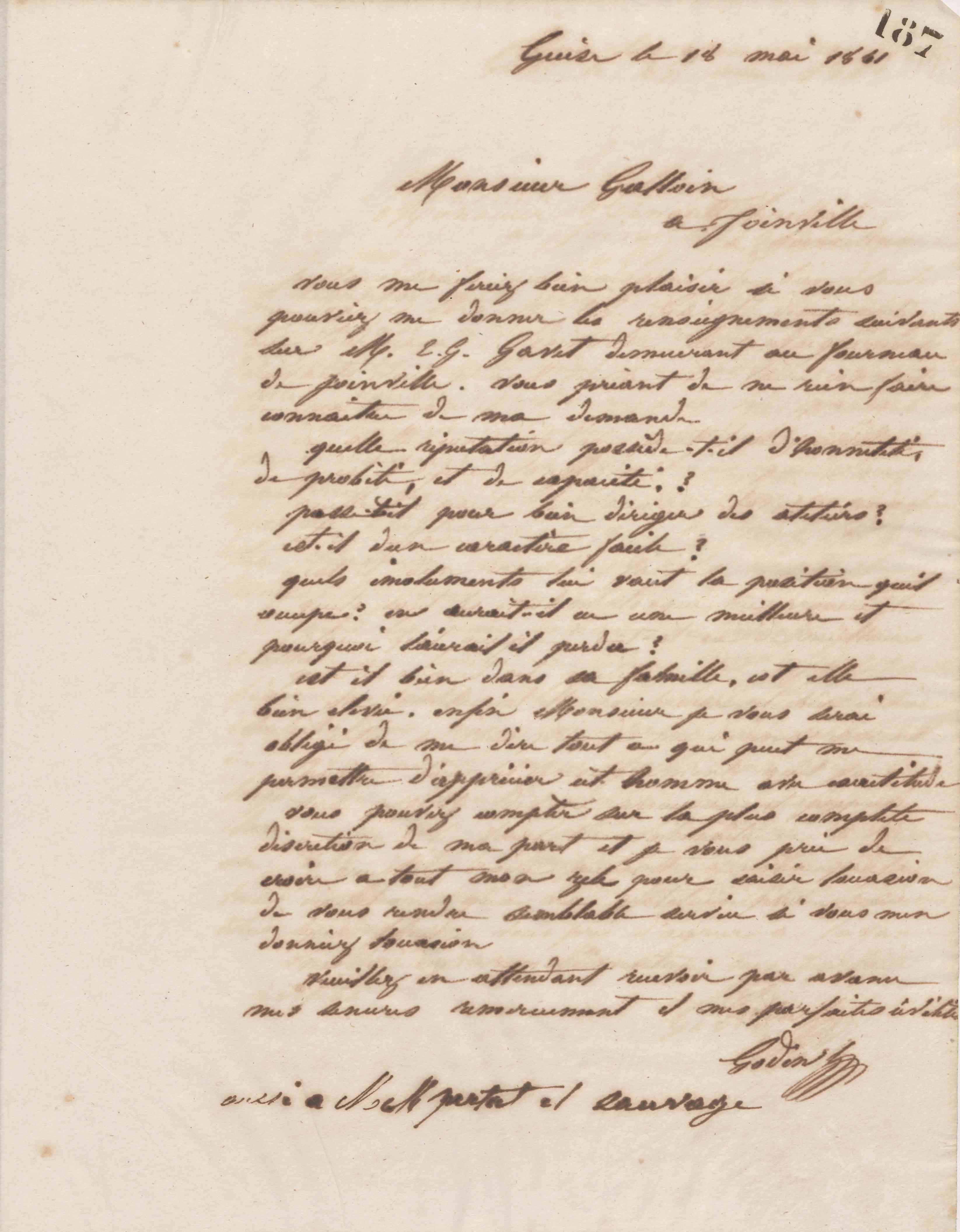Jean-Baptiste André Godin à monsieur Gallouin, 18 mai 1861 Jean-Baptiste André Godin à monsieur Gallouin, 18 mai 1861