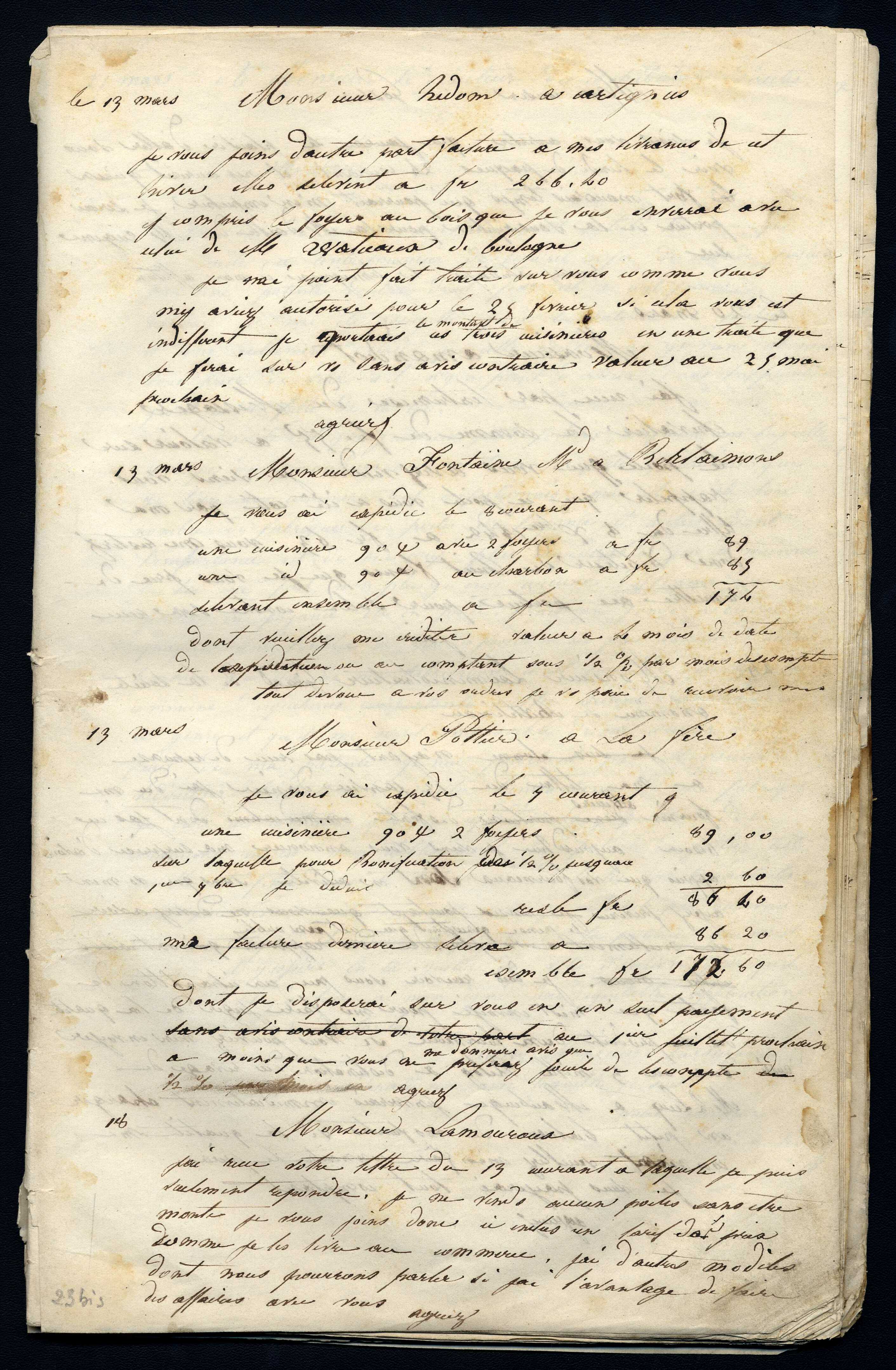 Jean-Baptiste André Godin à monsieur Pottier, 13 mars [1845]