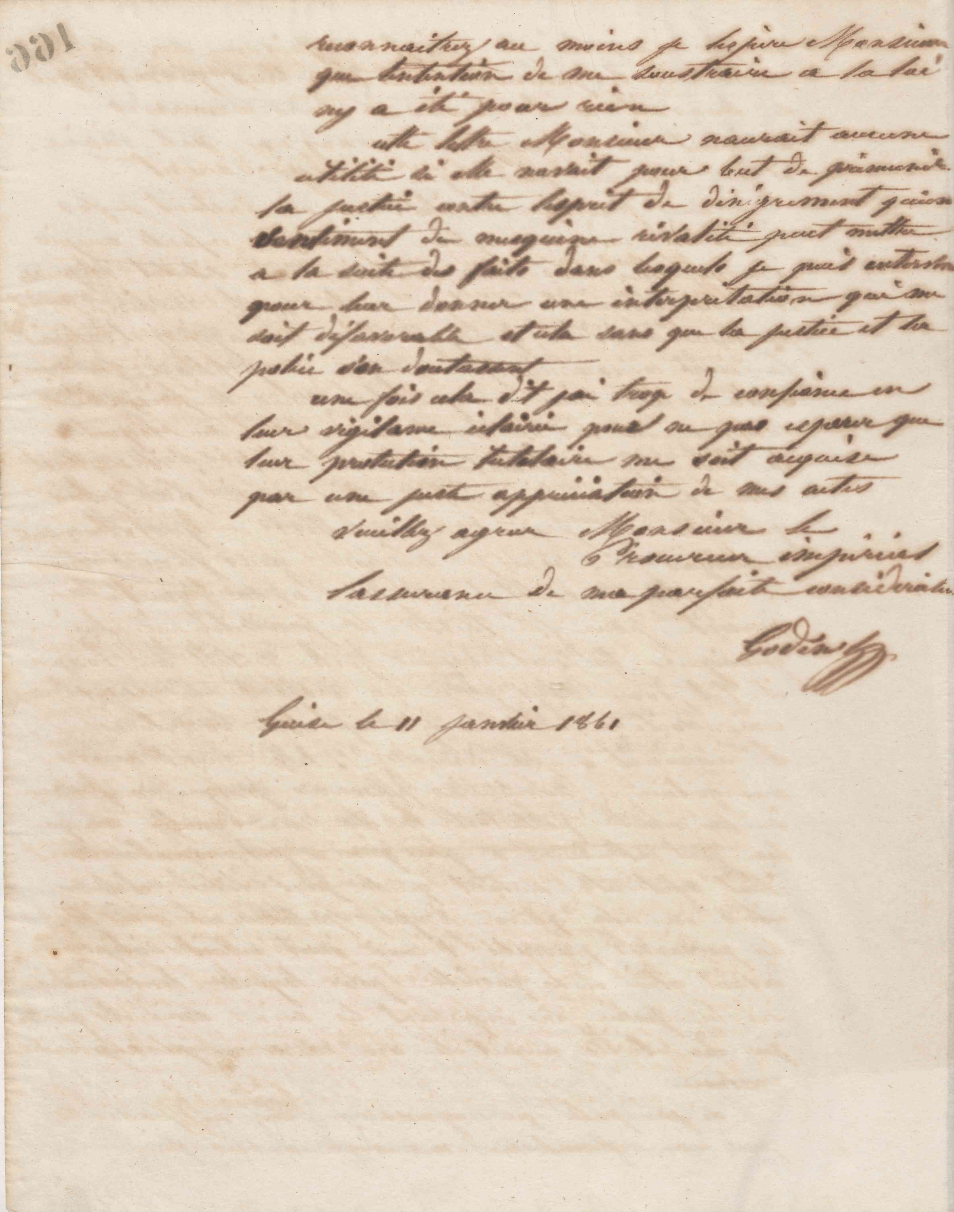Jean-Baptiste André Godin au procureur impérial près du tribunal de Vervins, 11 janvier 1861 Jean-Baptiste André Godin au procureur impérial près du tribunal de Vervins, 11 janvier 1861