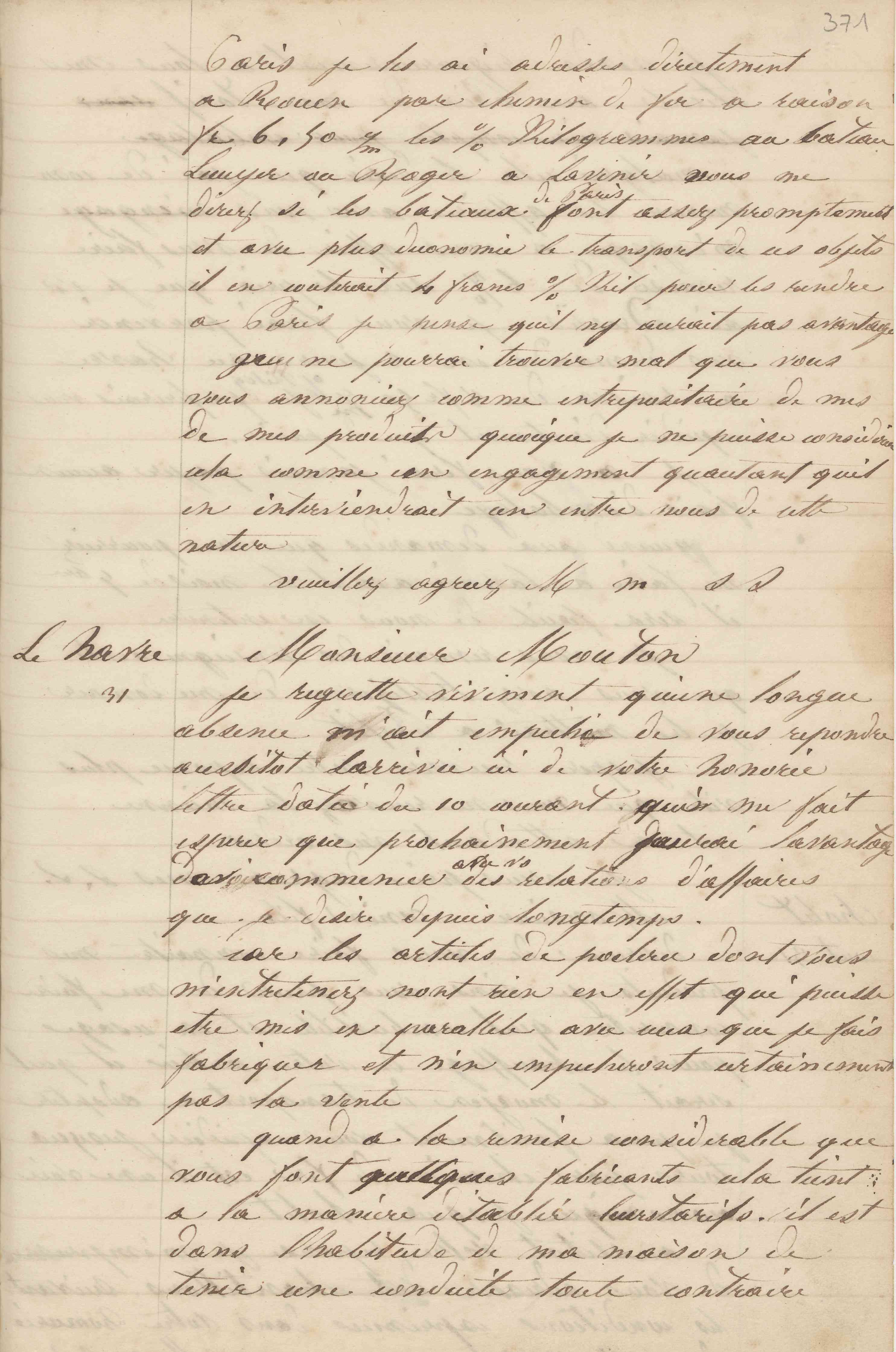 Jean-Baptiste André Godin à monsieur Dumont, 30 août 1849