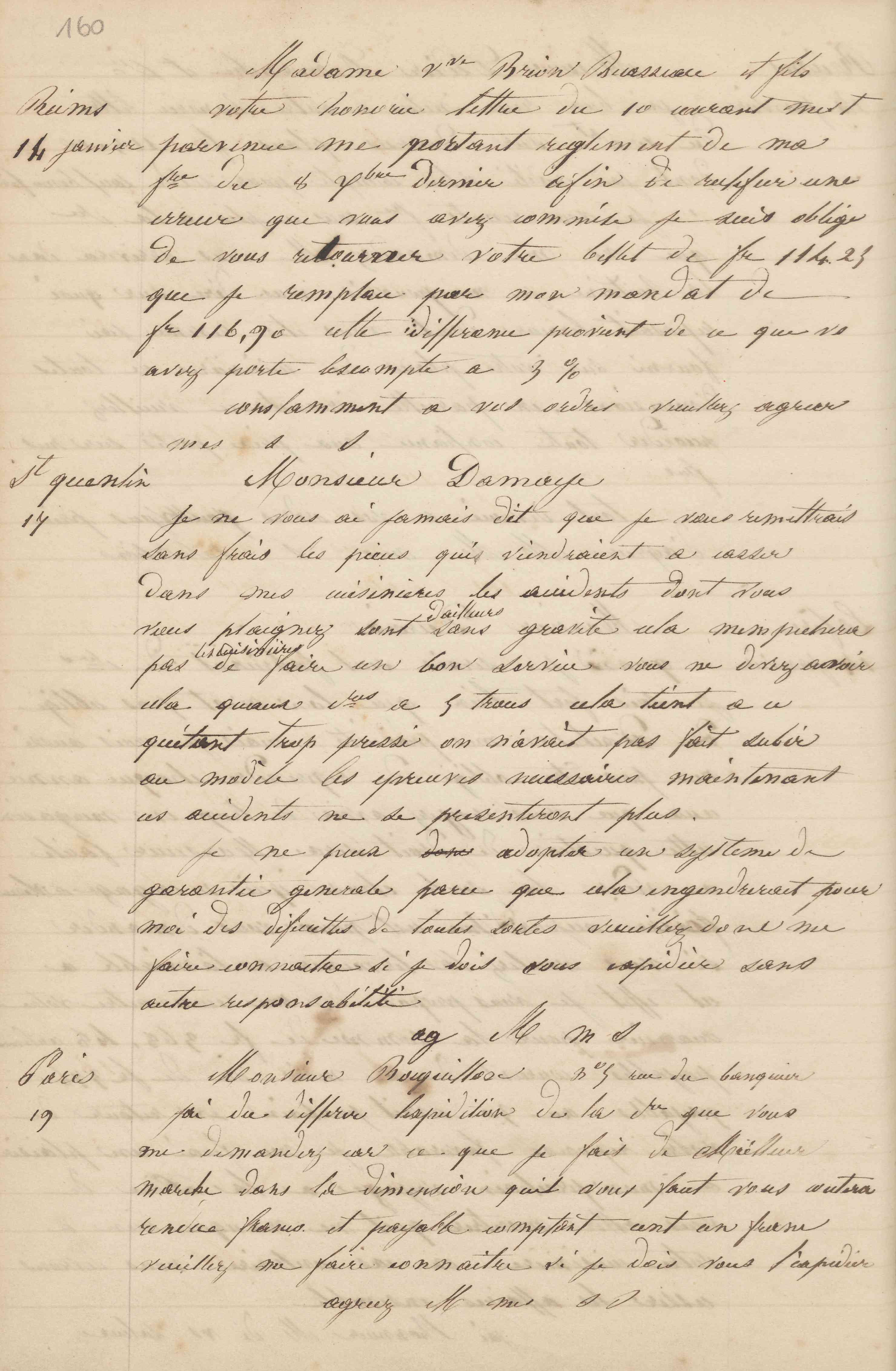 Jean-Baptiste André Godin à Brion-Bécasseau (Veuve) et fils, 14 janvier 1848 Jean-Baptiste André Godin à Brion-Bécasseau (Veuve) et fils, 14 janvier 1848