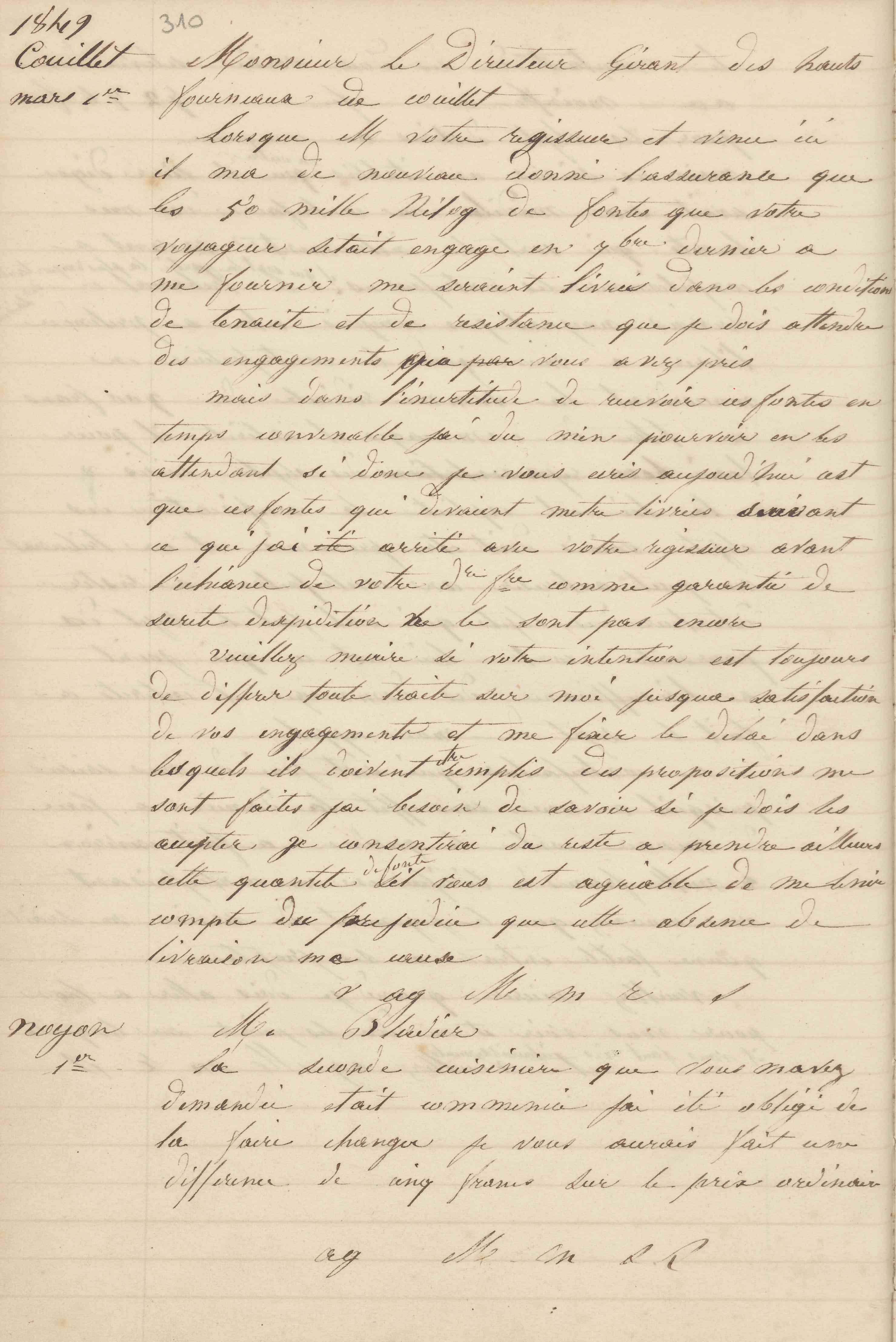 Jean-Baptiste André Godin à la Société anonyme des hauts-fourneaux, usines et charbonnages de Marcinelle et Couillet, 1er mars 1849