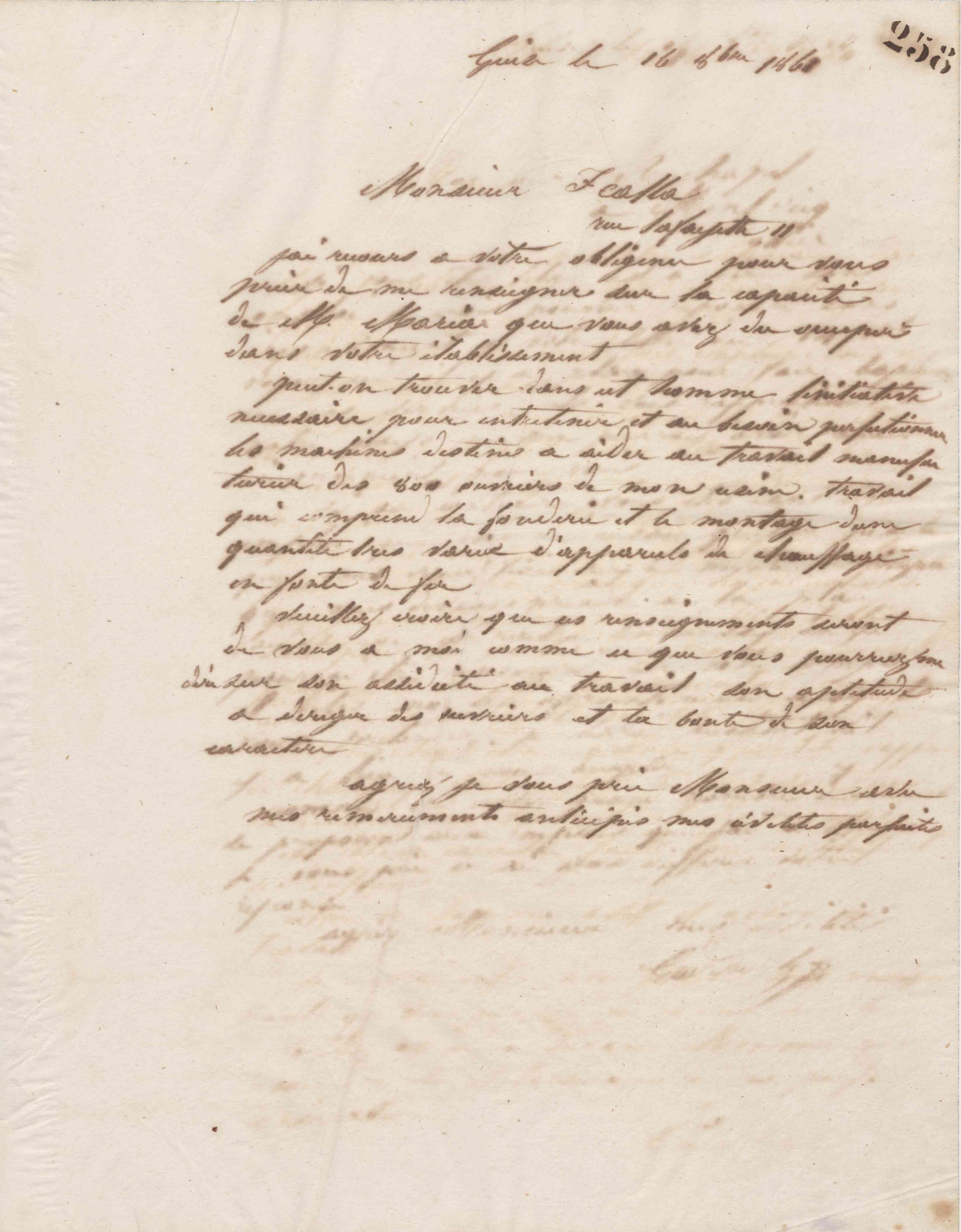 Jean-Baptiste André Godin à Christophe François Calla, 16 octobre 1861 Jean-Baptiste André Godin à Christophe François Calla, 16 octobre 1861