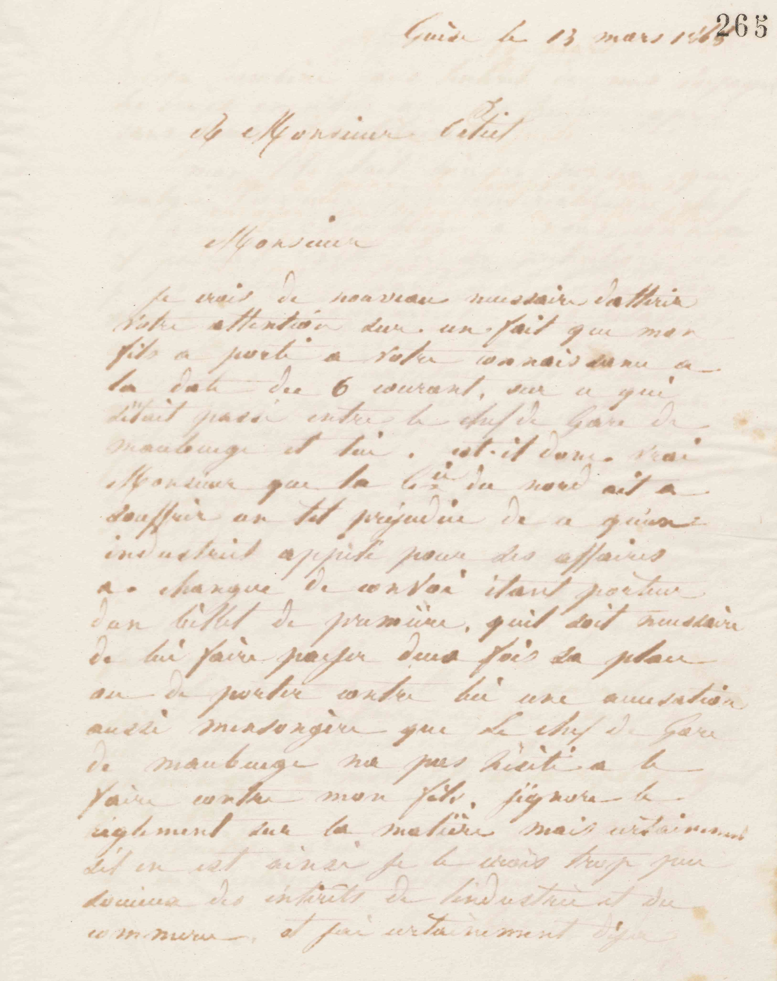 Jean-Baptiste André Godin à monsieur Petiet, 13 mars 1868 Jean-Baptiste André Godin à monsieur Petiet, 13 mars 1868