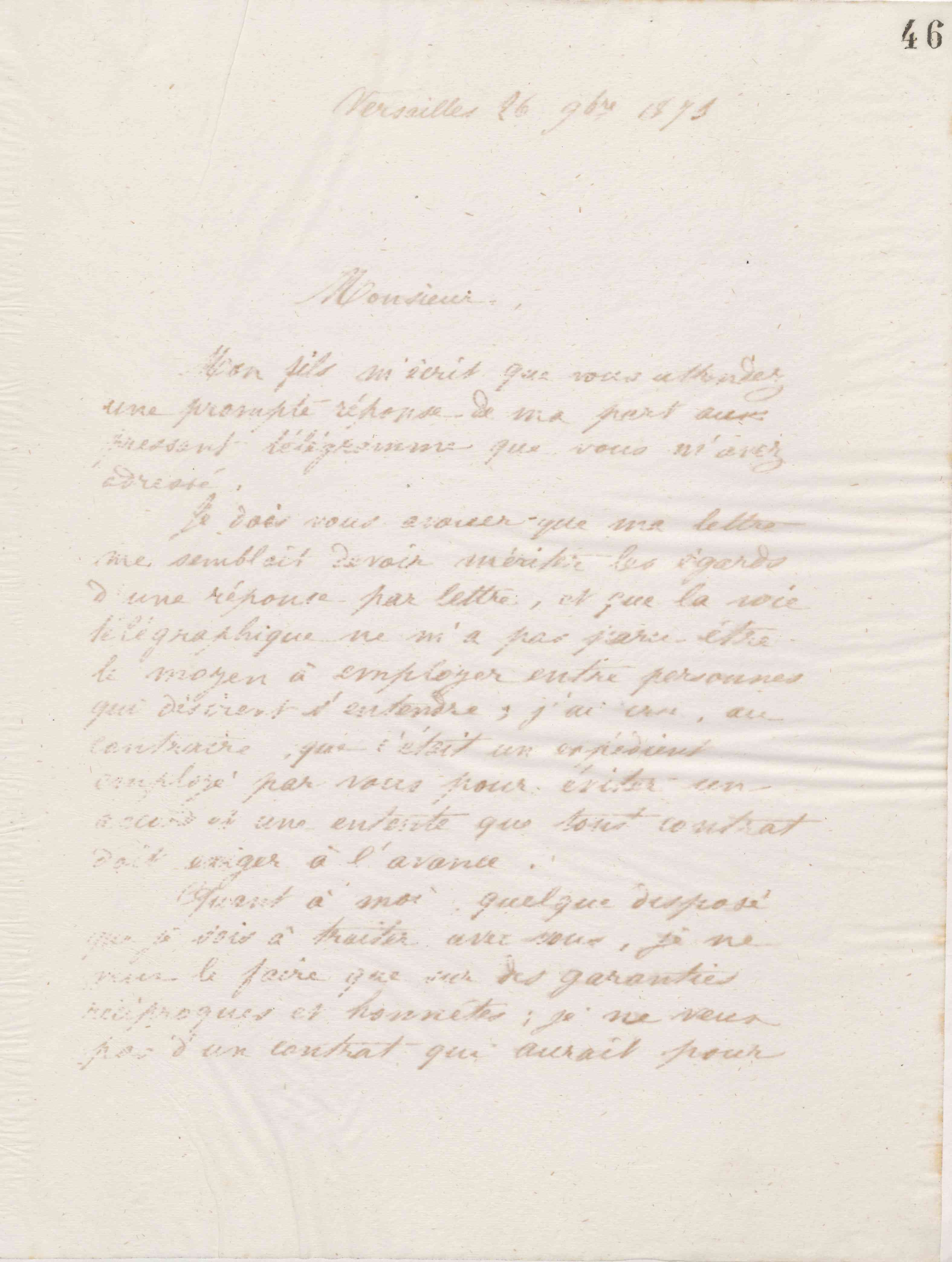 Jean-Baptiste André Godin à Antoine Pernin, 26 novembre 1873 Jean-Baptiste André Godin à Antoine Pernin, 26 novembre 1873