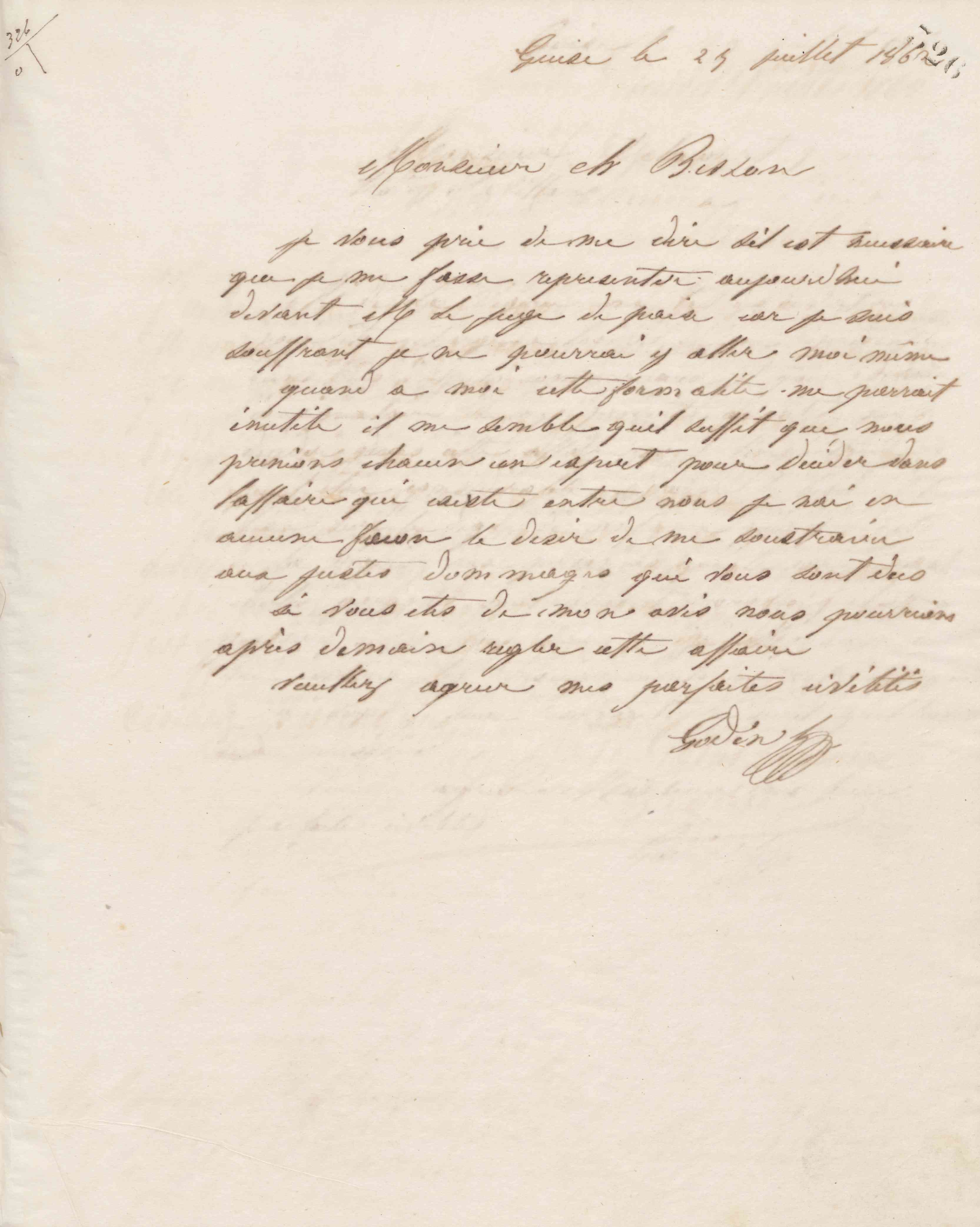 Jean-Baptiste André Godin à Charles Besson, 25 juillet 1862