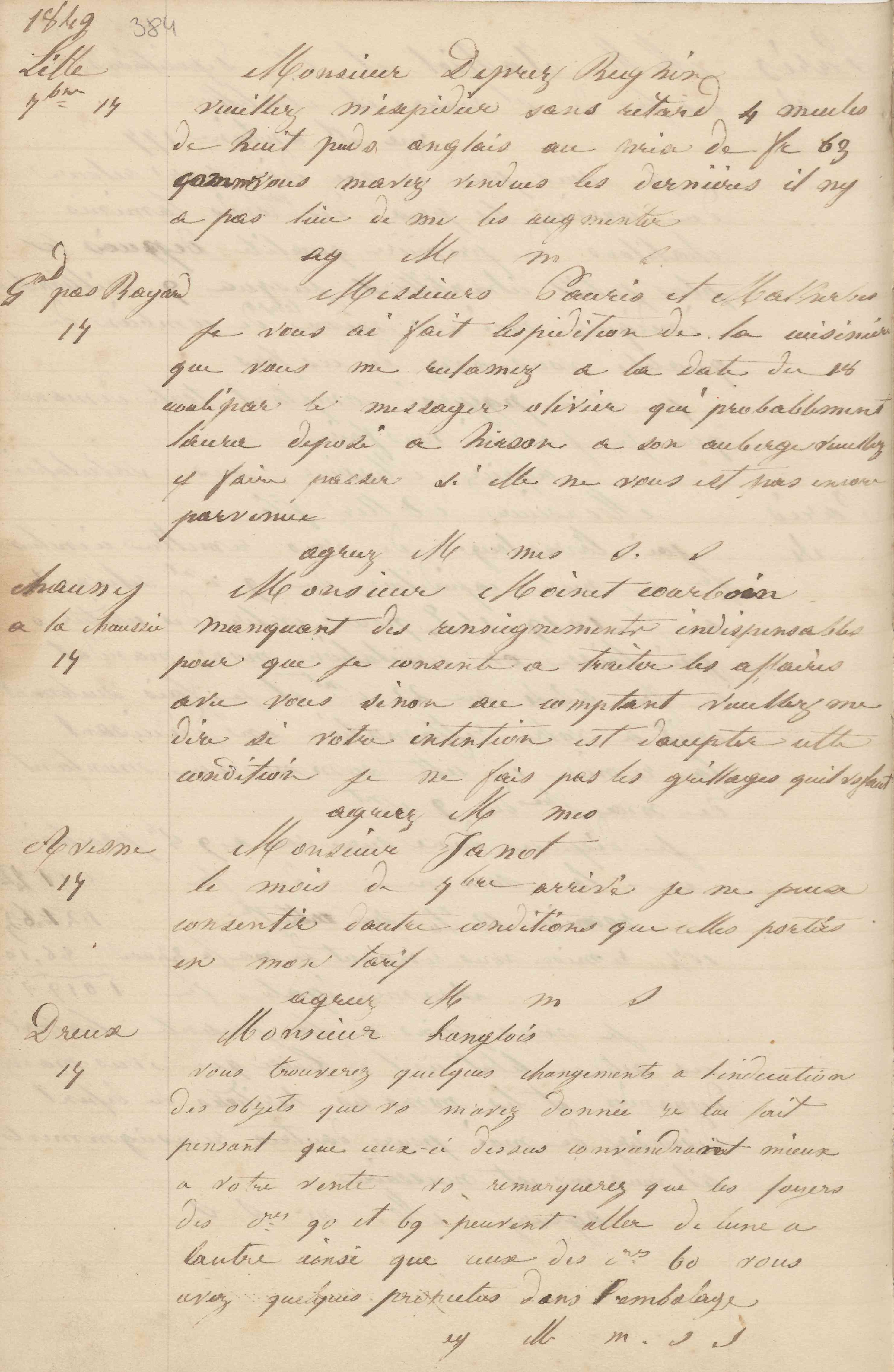 Jean-Baptiste André Godin à monsieur Moinet-Courboin, 17 [septembre 1849]