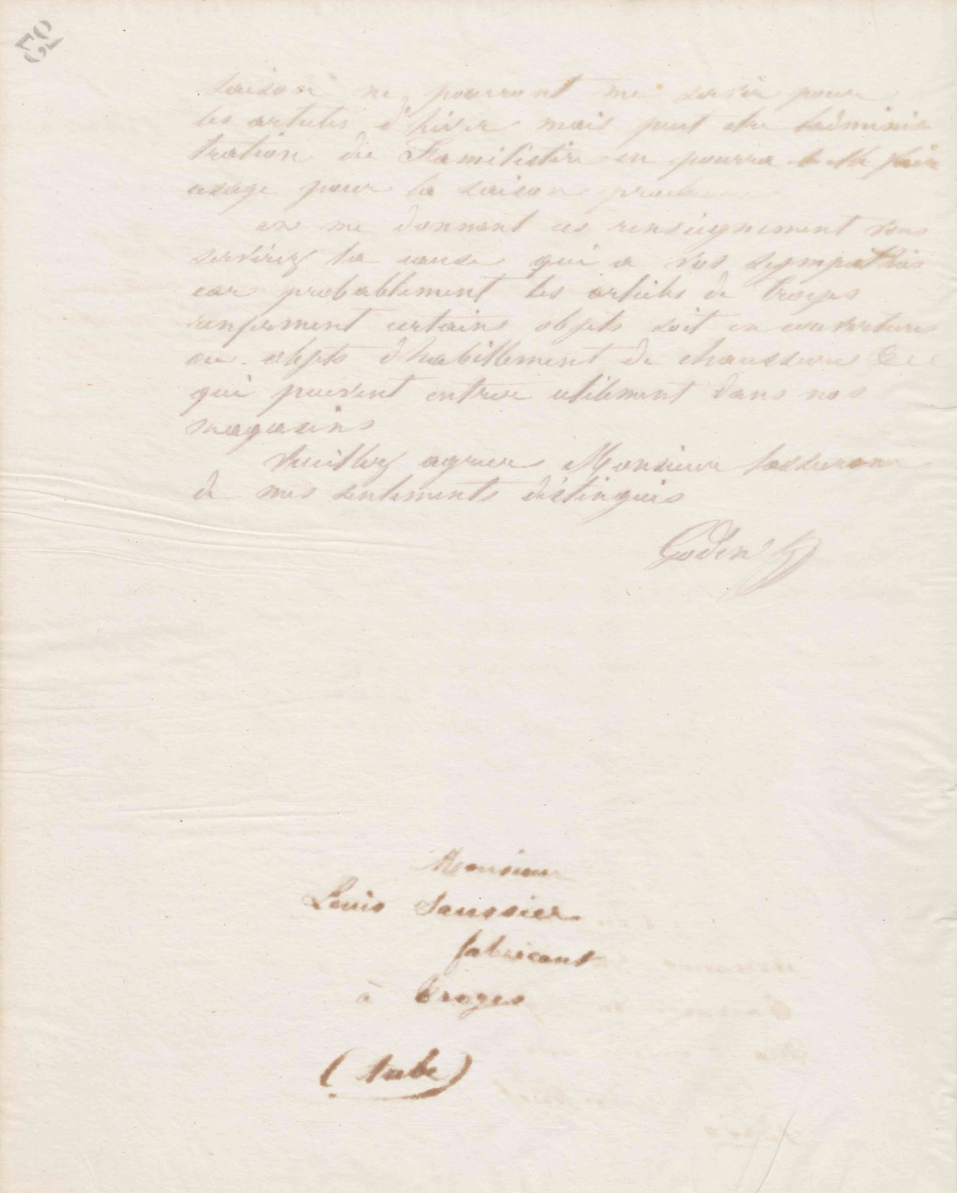 Jean-Baptiste André Godin à Louis Saussier, 19 janvier 1868 Jean-Baptiste André Godin à Louis Saussier, 19 janvier 1868