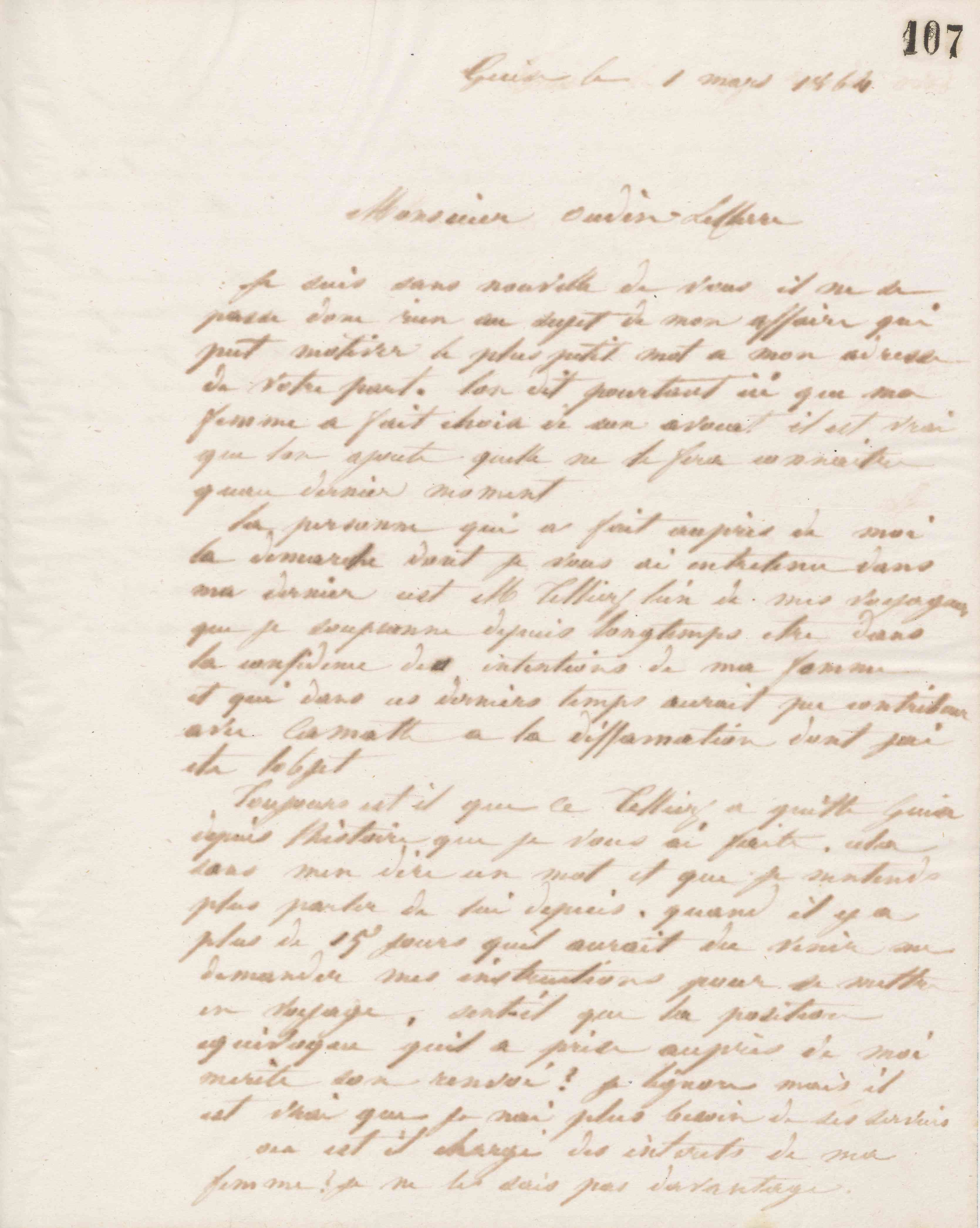 Jean-Baptiste André Godin à Louis Oudin-Leclère, 1er mars 1864 Jean-Baptiste André Godin à Louis Oudin-Leclère, 1er mars 1864