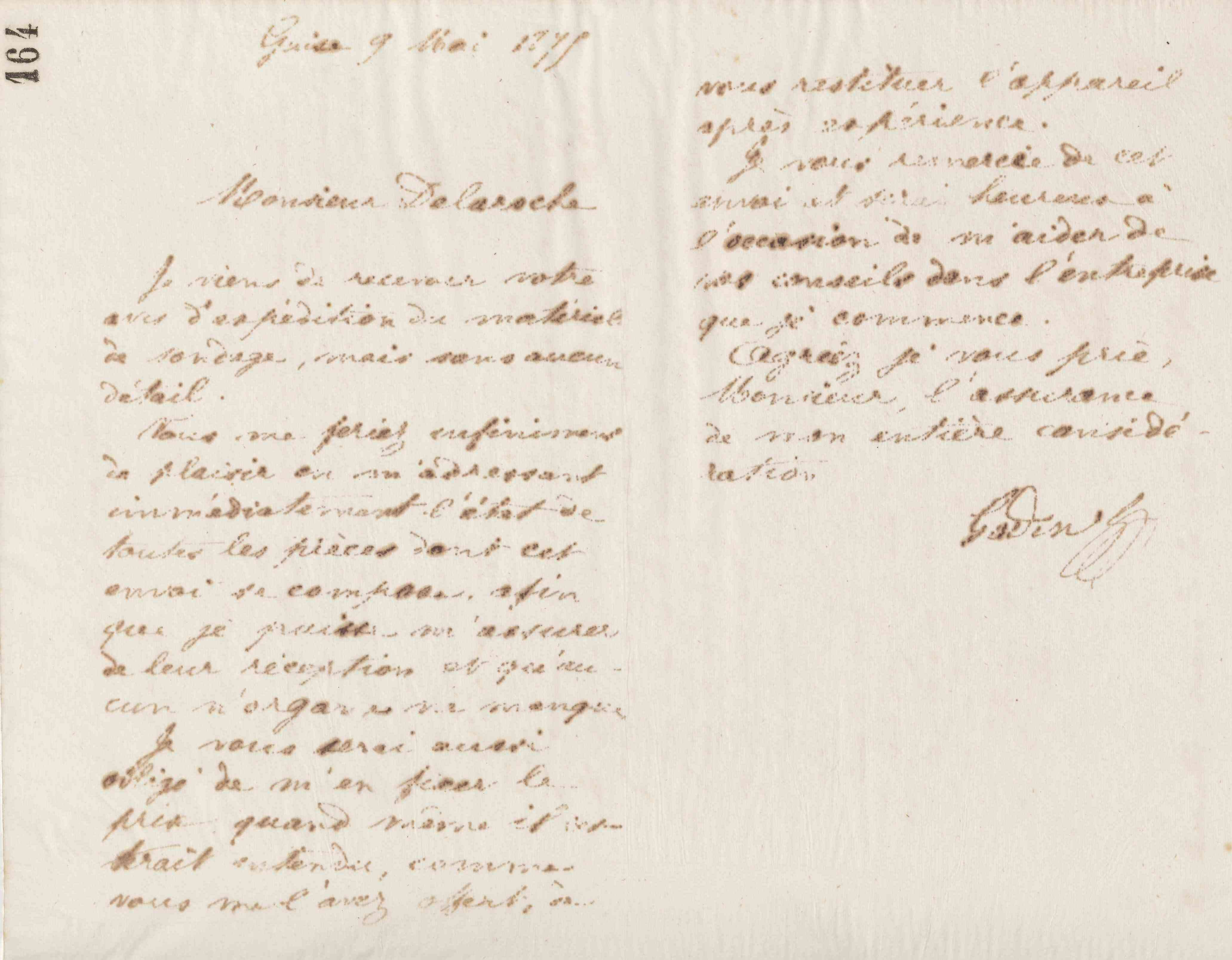 Jean-Baptiste André Godin à Alphonse Delaroche, 9 mai 1875