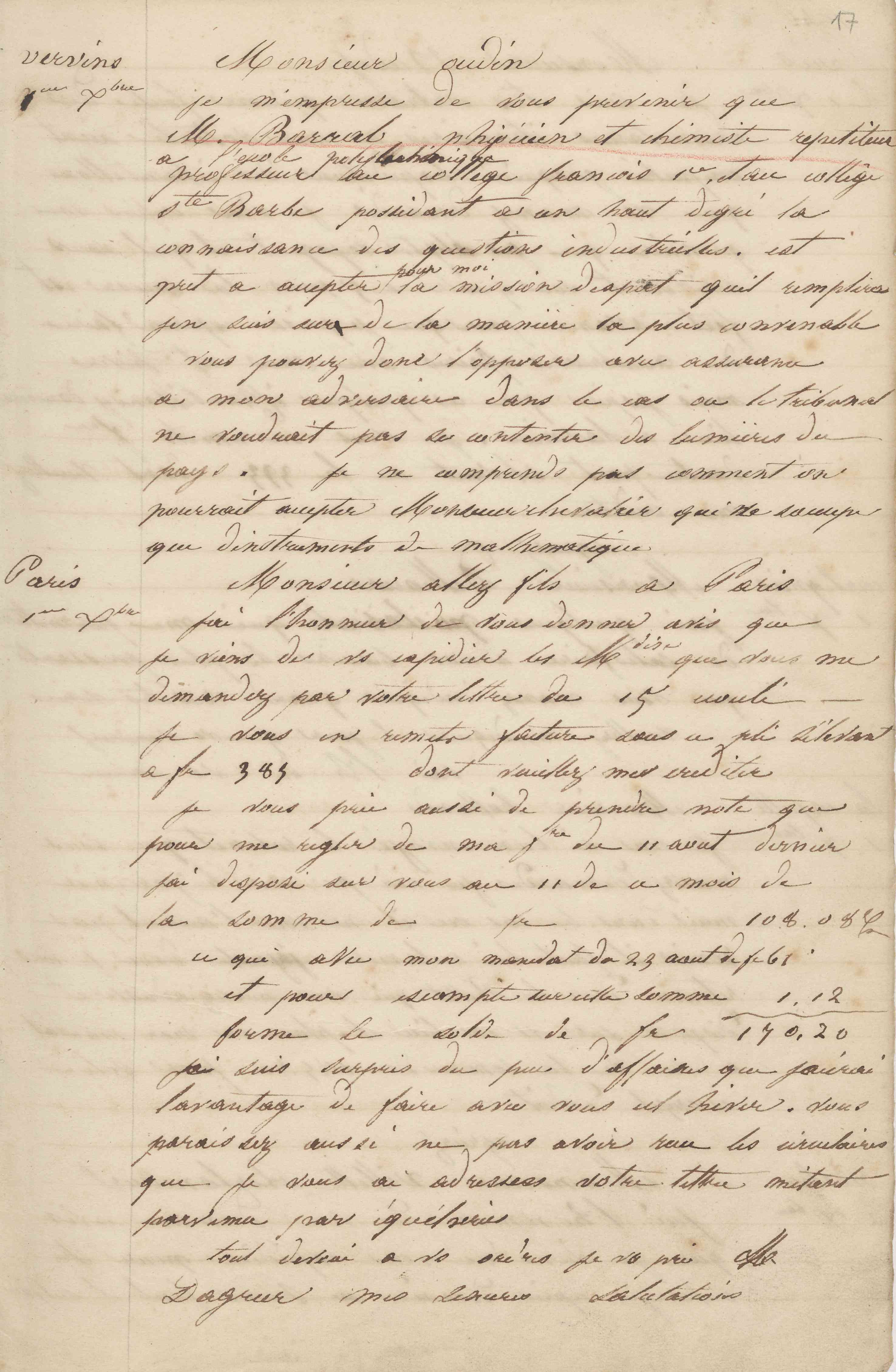 Jean-Baptiste André Godin à Louis Oudin-Leclère, 1er décembre 1846