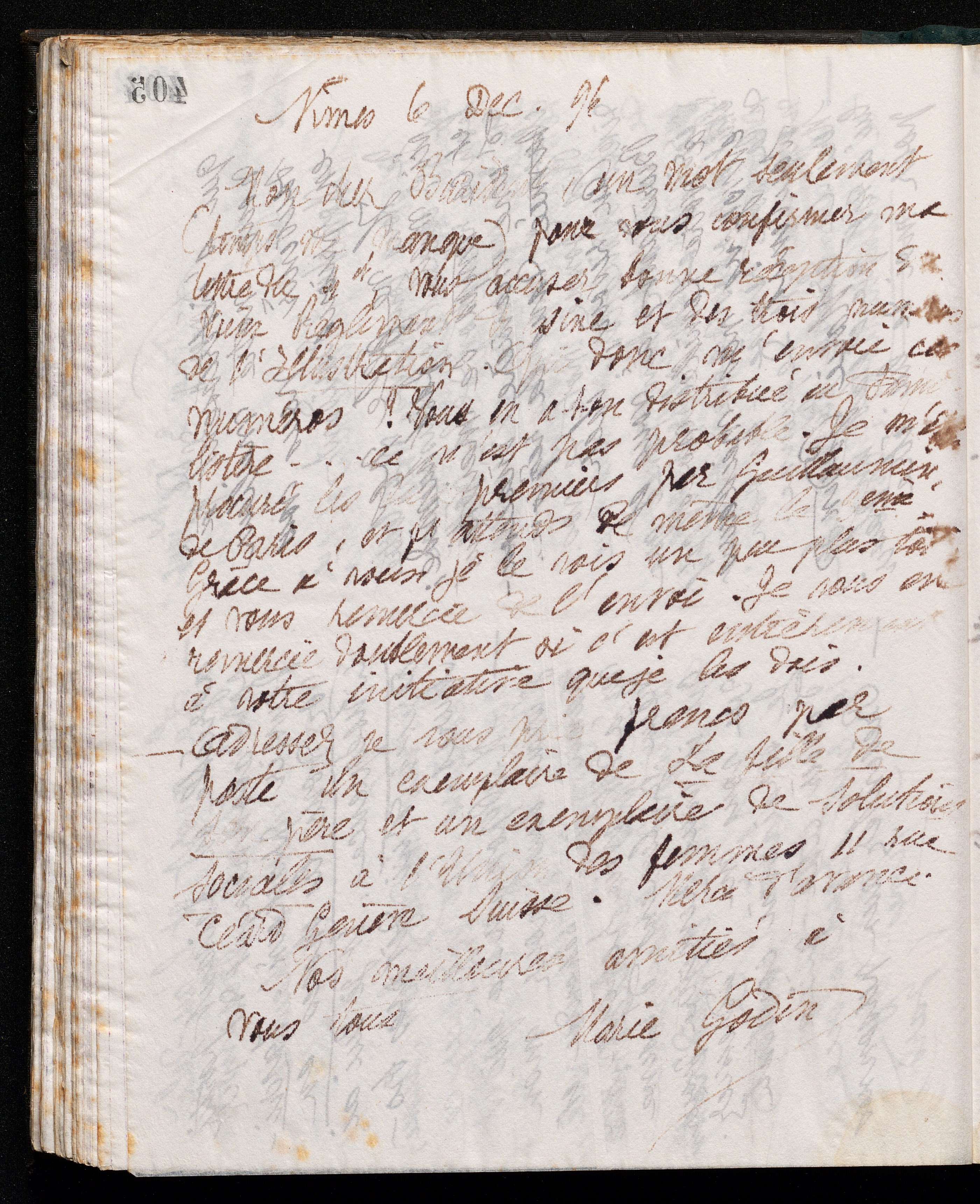 Marie Moret à Henri Buridant, 6 décembre 1896