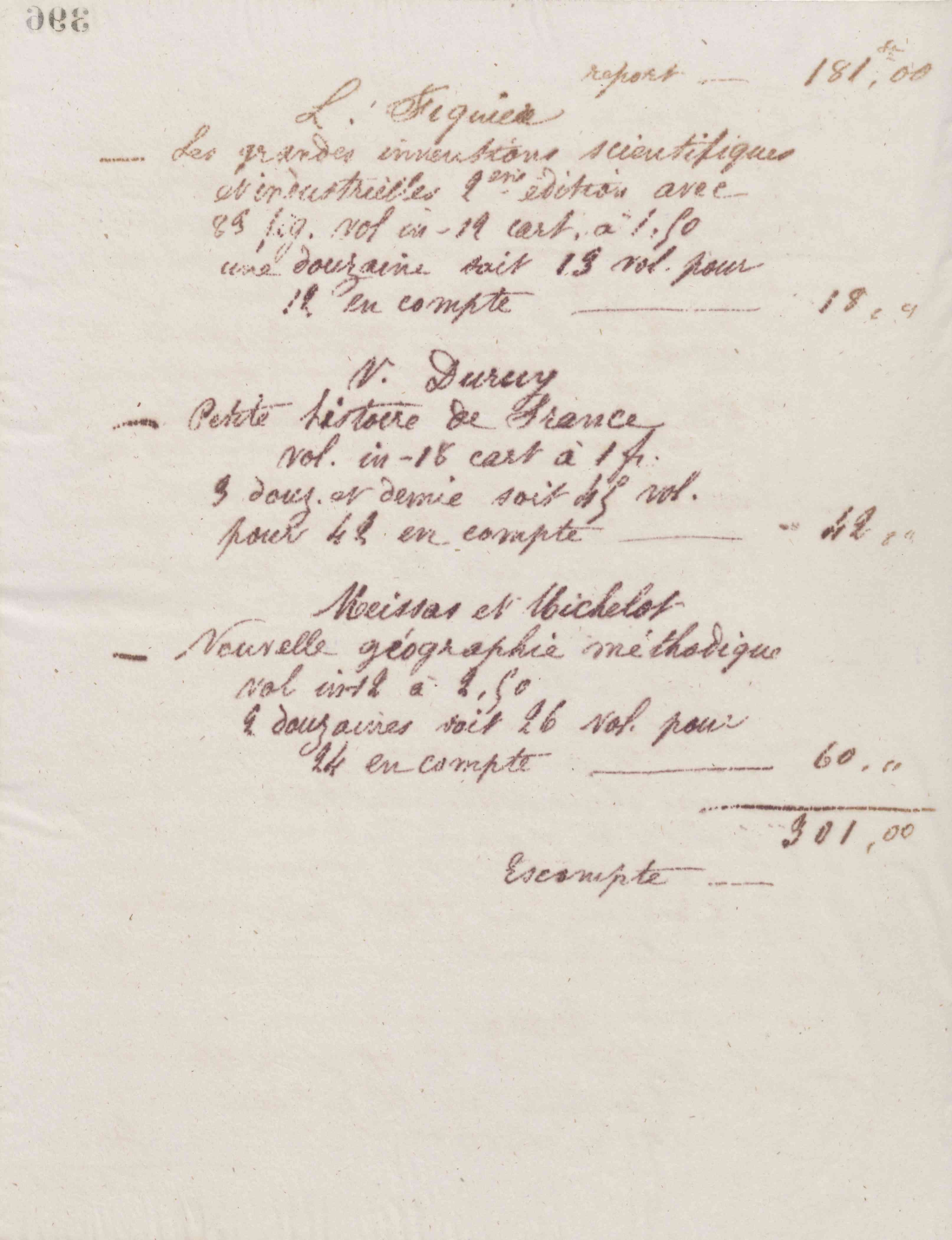 Liste d'ouvrages scolaires commandés à Hachette et Cie, vers le 23 avril 1876 Liste d'ouvrages scolaires commandés à Hachette et Cie, vers le 23 avril 1876