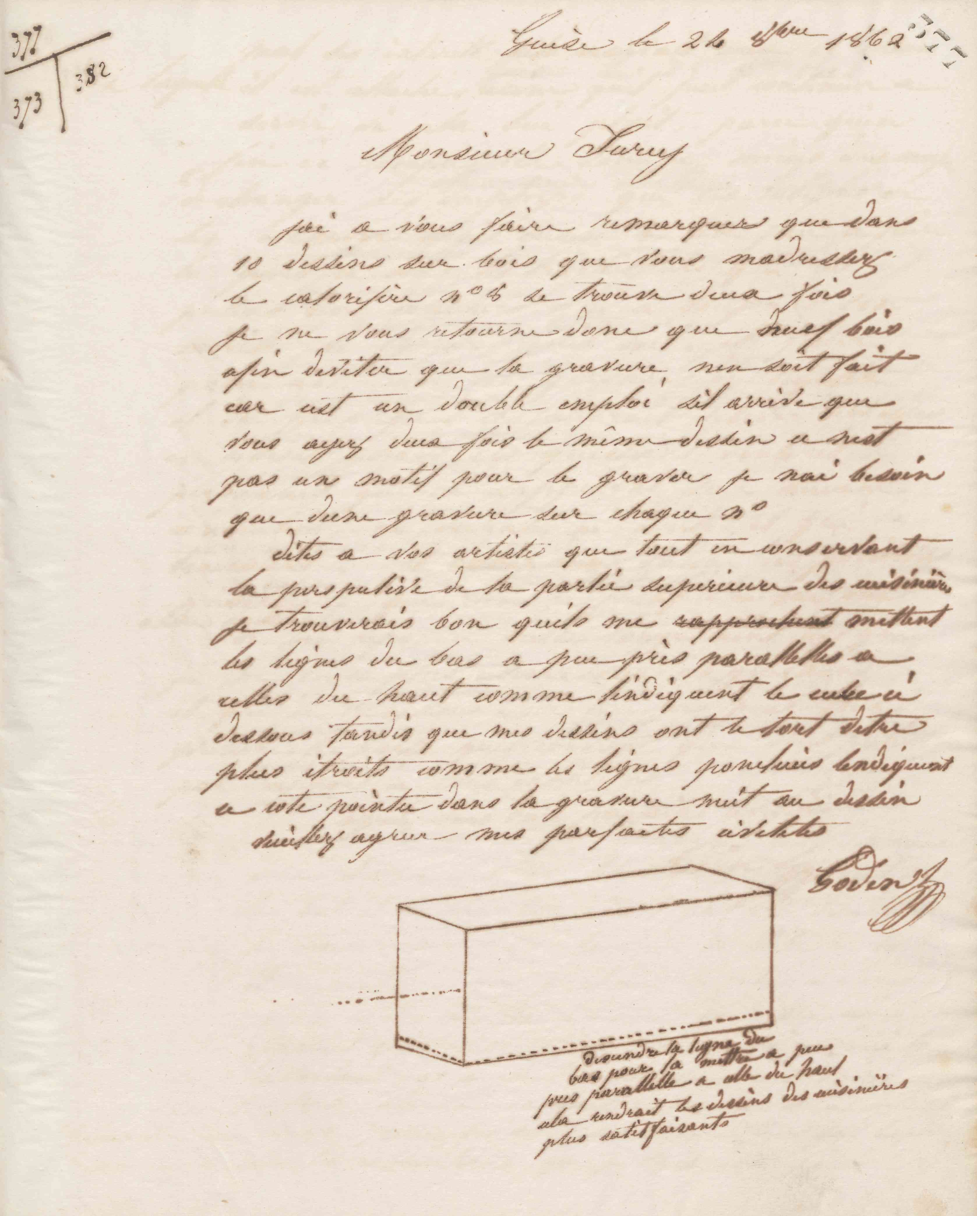 Jean-Baptiste André Godin à monsieur C. H. Furcy, 24 octobre 1862