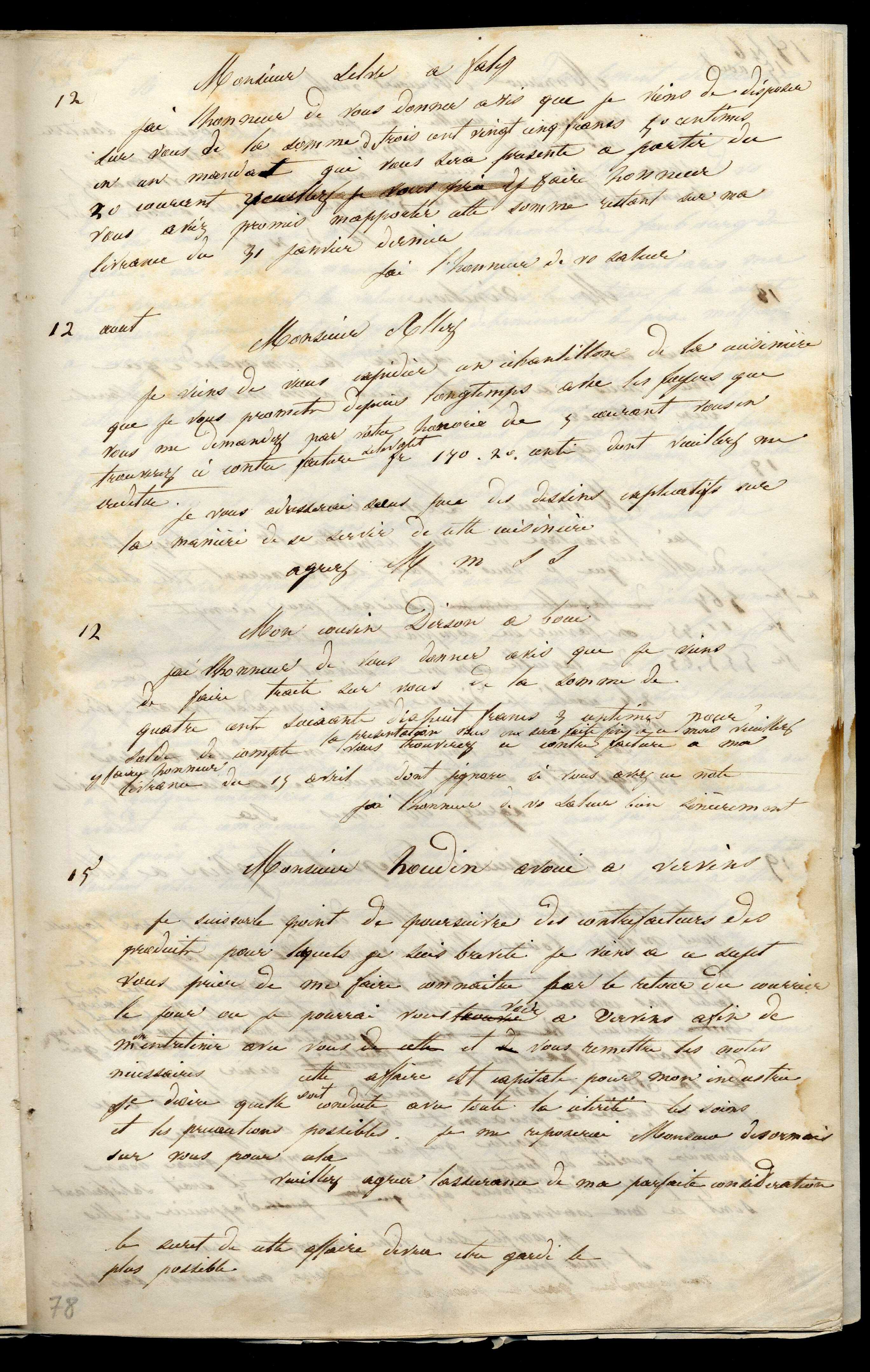 Jean-Baptiste André Godin à monsieur Allez, 12 août [1846]