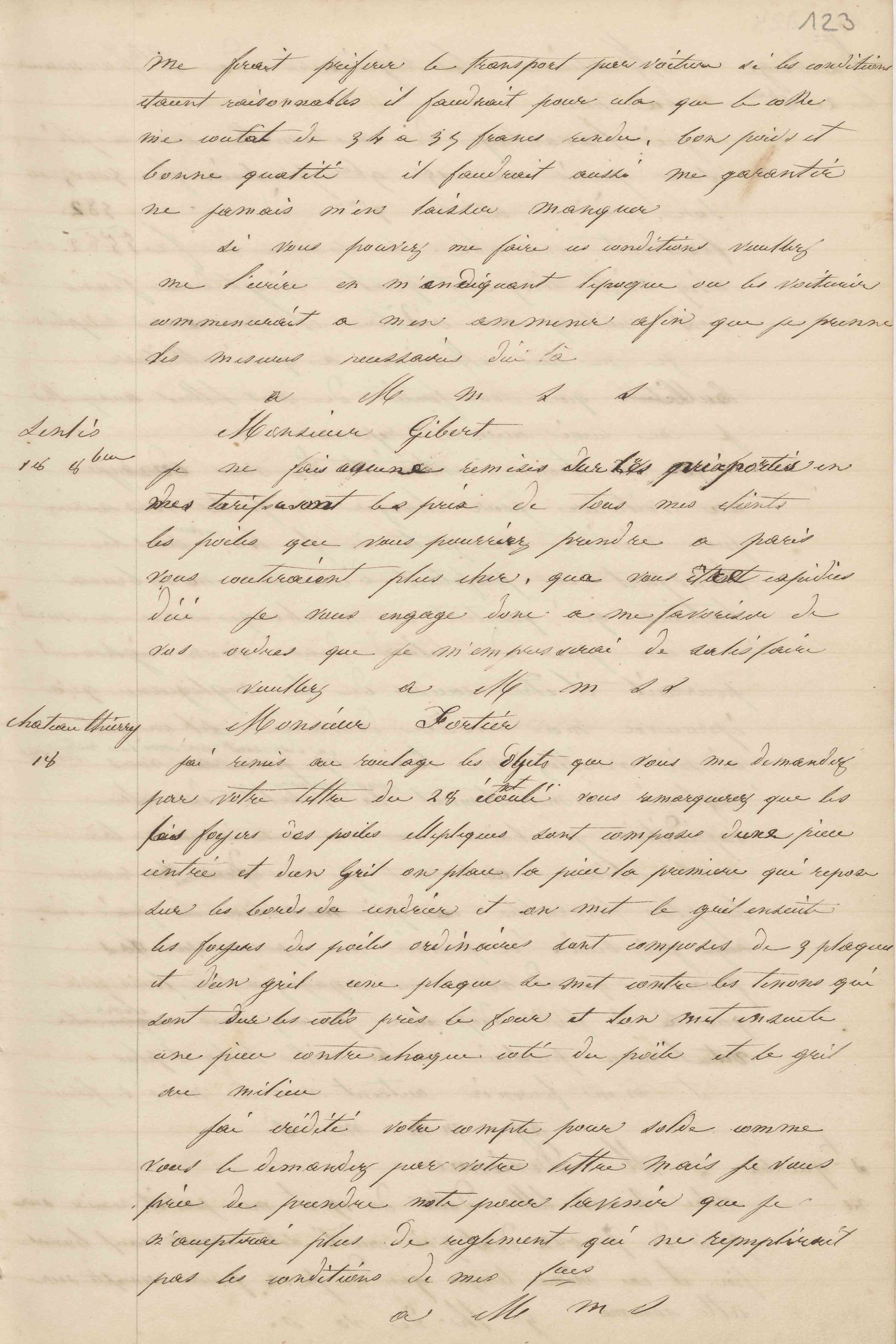 Jean-Baptiste André Godin à monsieur Fortier, 18 octobre 1847 Jean-Baptiste André Godin à monsieur Fortier, 18 octobre 1847