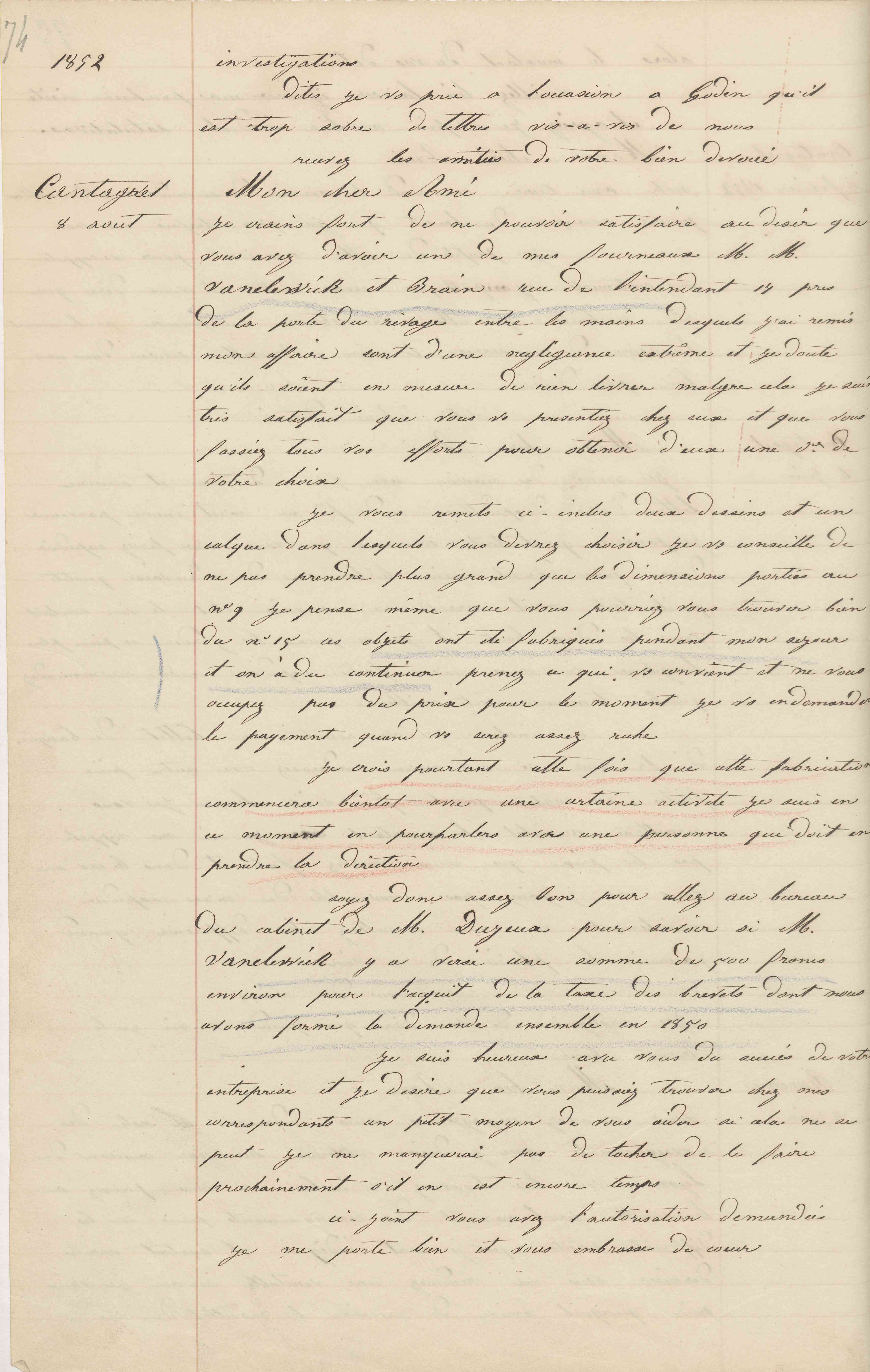 Jean-Baptiste André Godin à Allyre Bureau, 8 juin 1852