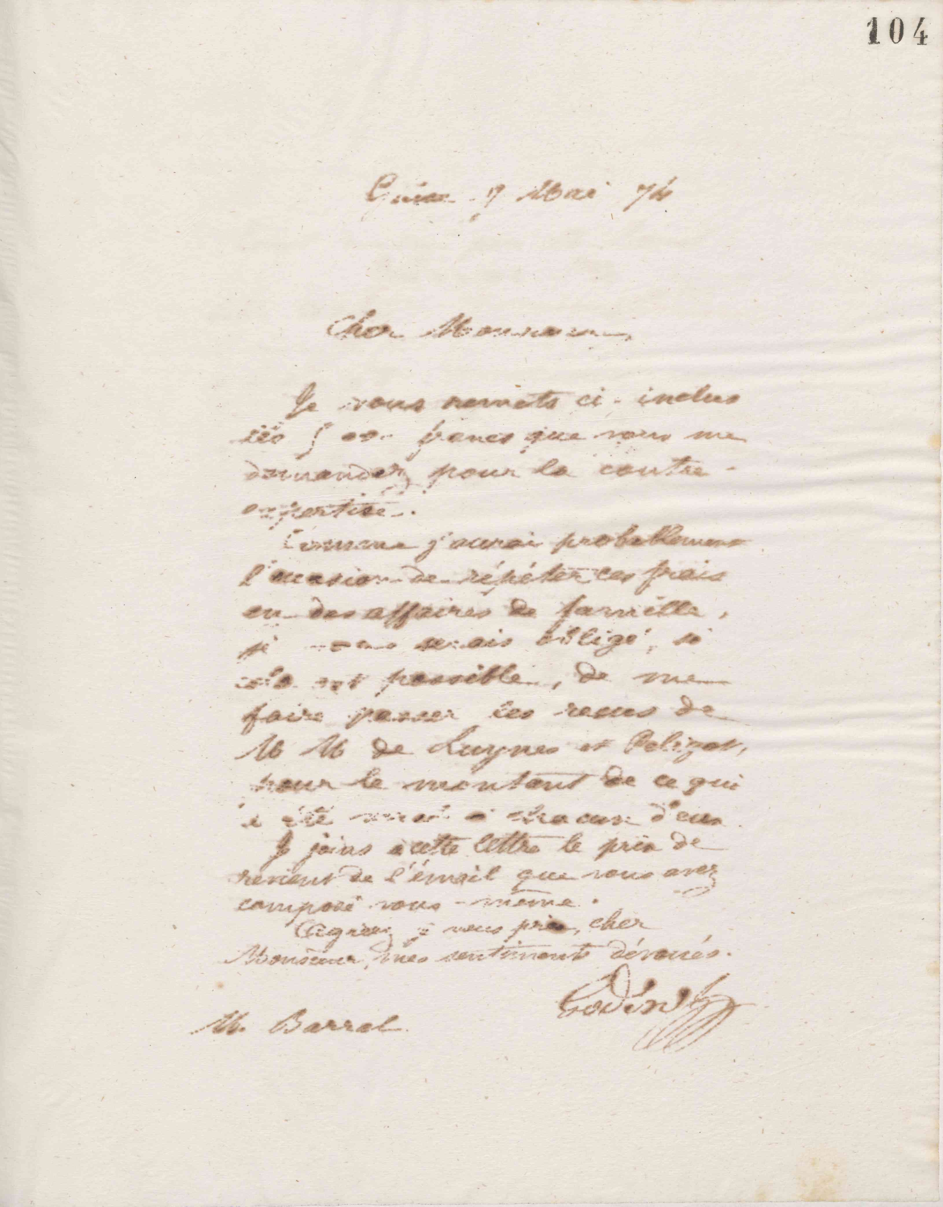 Jean-Baptiste André Godin à Georges Barral, 7 mai 1874 Jean-Baptiste André Godin à Georges Barral, 7 mai 1874