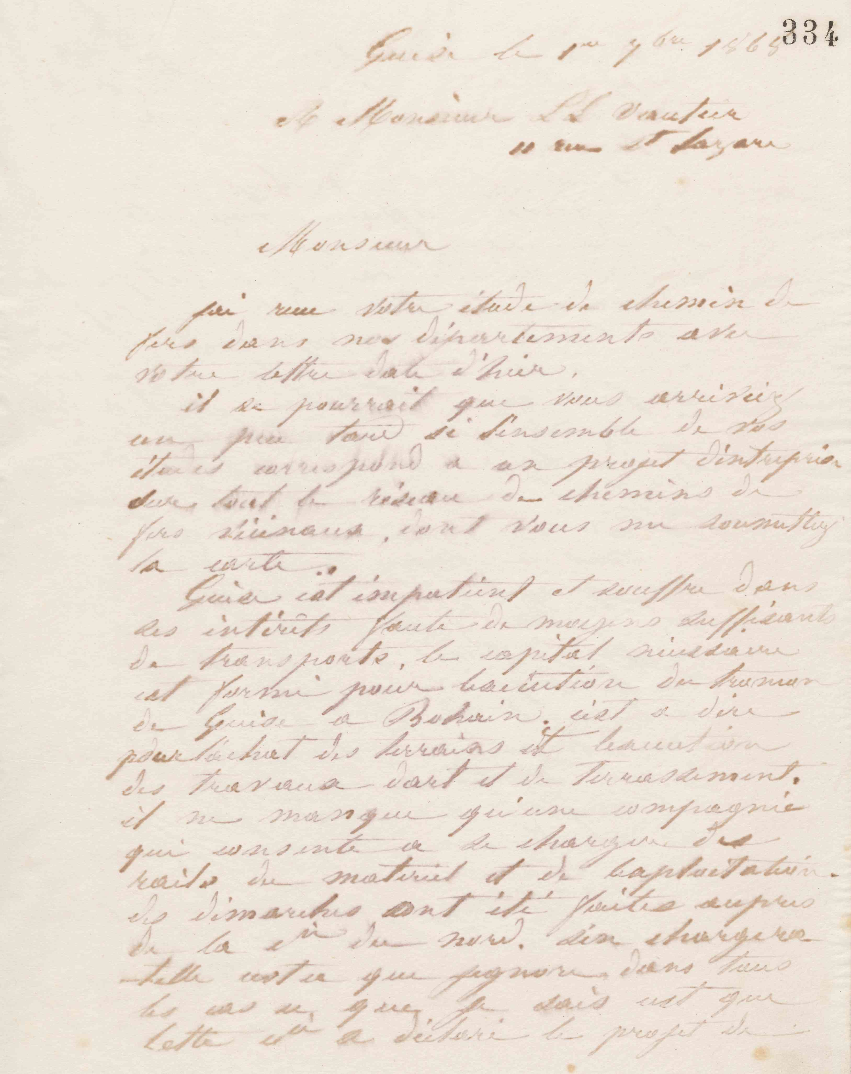 Jean-Baptiste André Godin à Louis Léger Vauthier, 1er septembre 1868