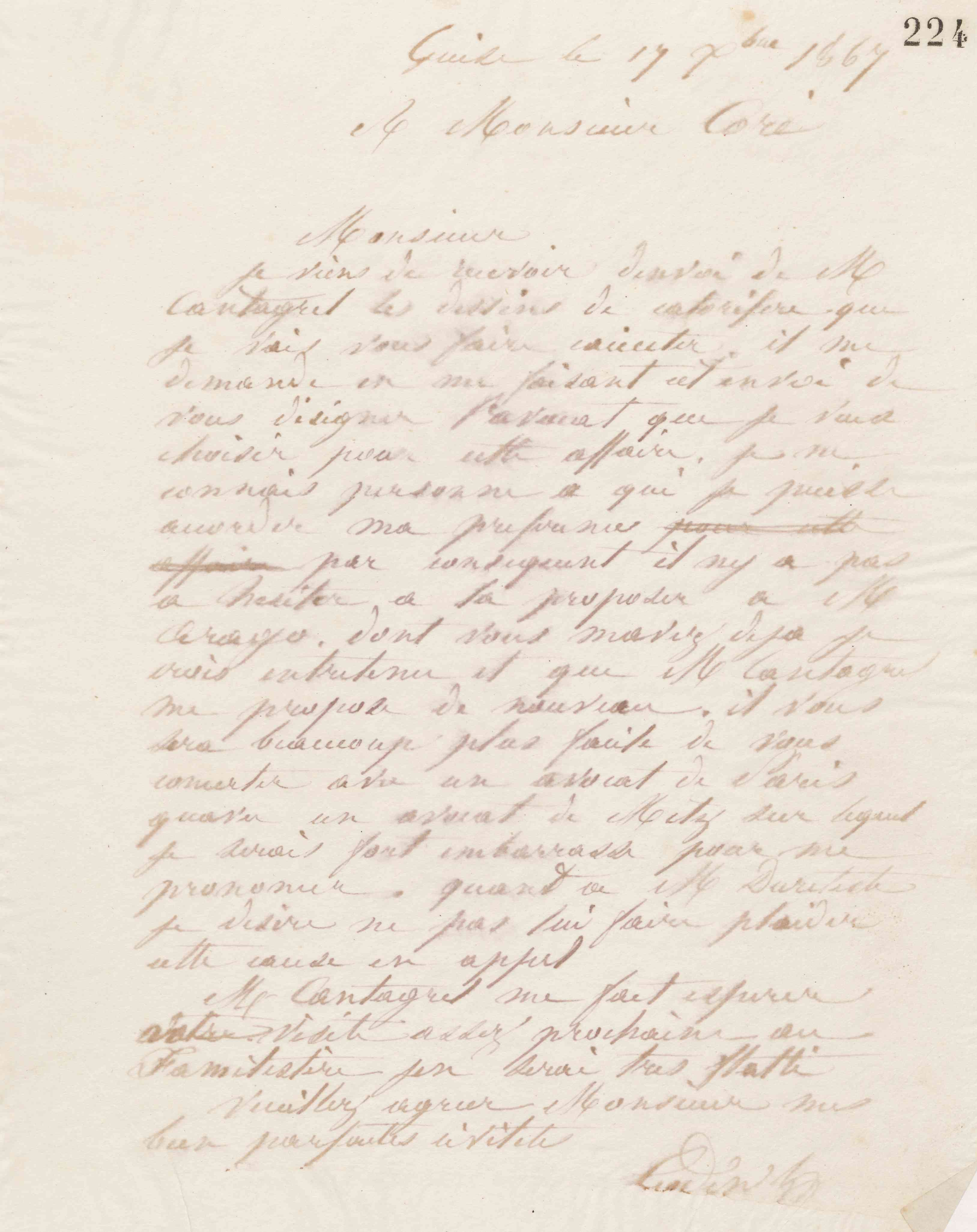 Jean-Baptiste André Godin à François Coré, 17 décembre 1867