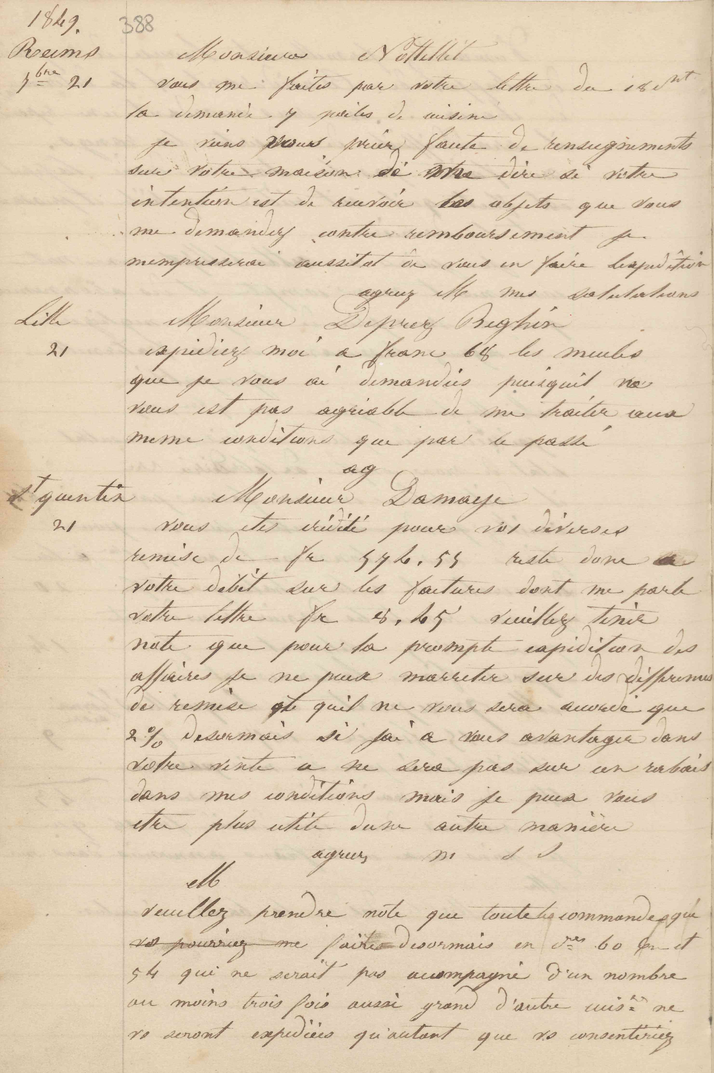 Jean-Baptiste André Godin à monsieur Nottellet, 21 septembre 1849 Jean-Baptiste André Godin à monsieur Nottellet, 21 septembre 1849