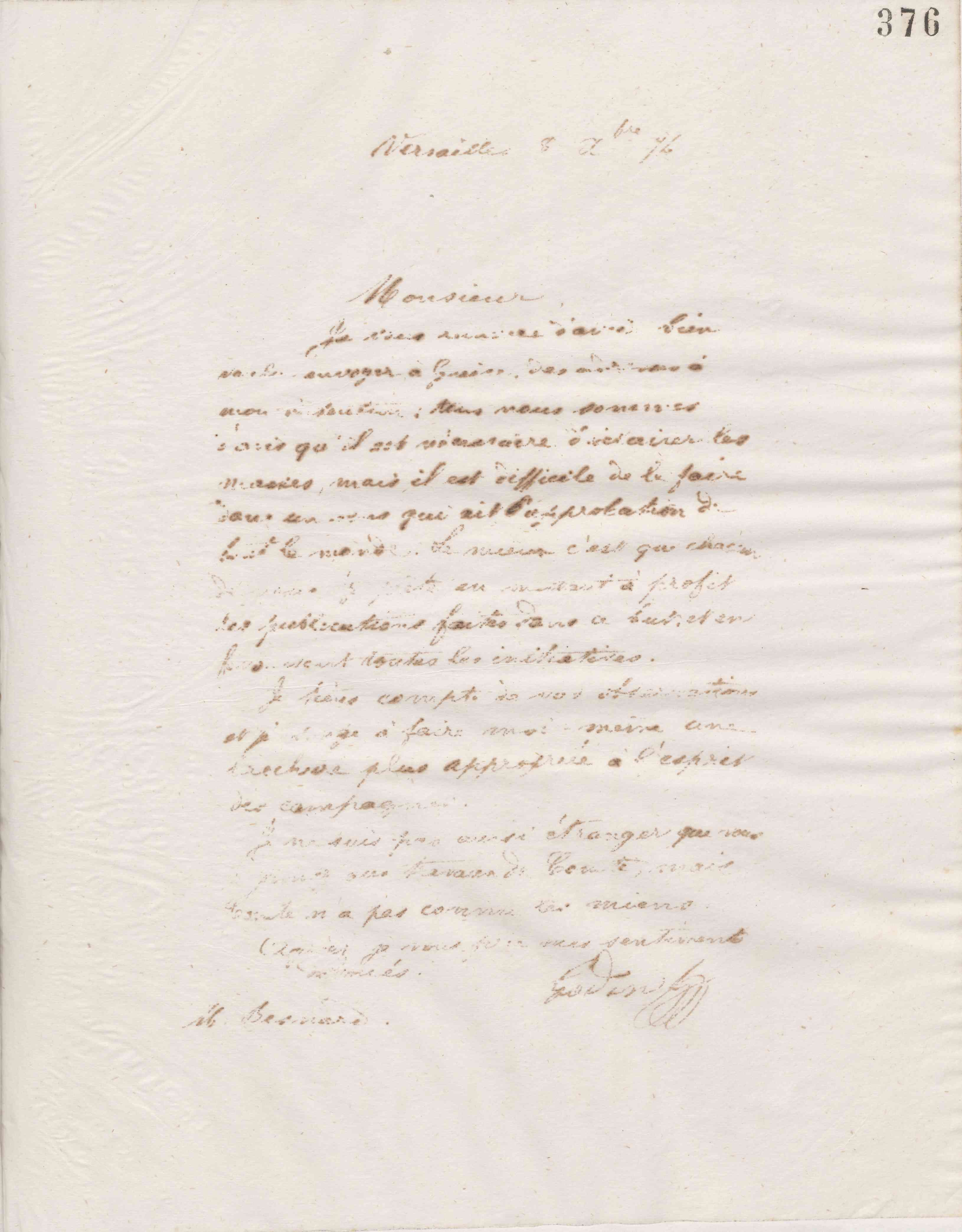Jean-Baptiste André Godin à monsieur Besnard, 8 décembre 1874 Jean-Baptiste André Godin à monsieur Besnard, 8 décembre 1874