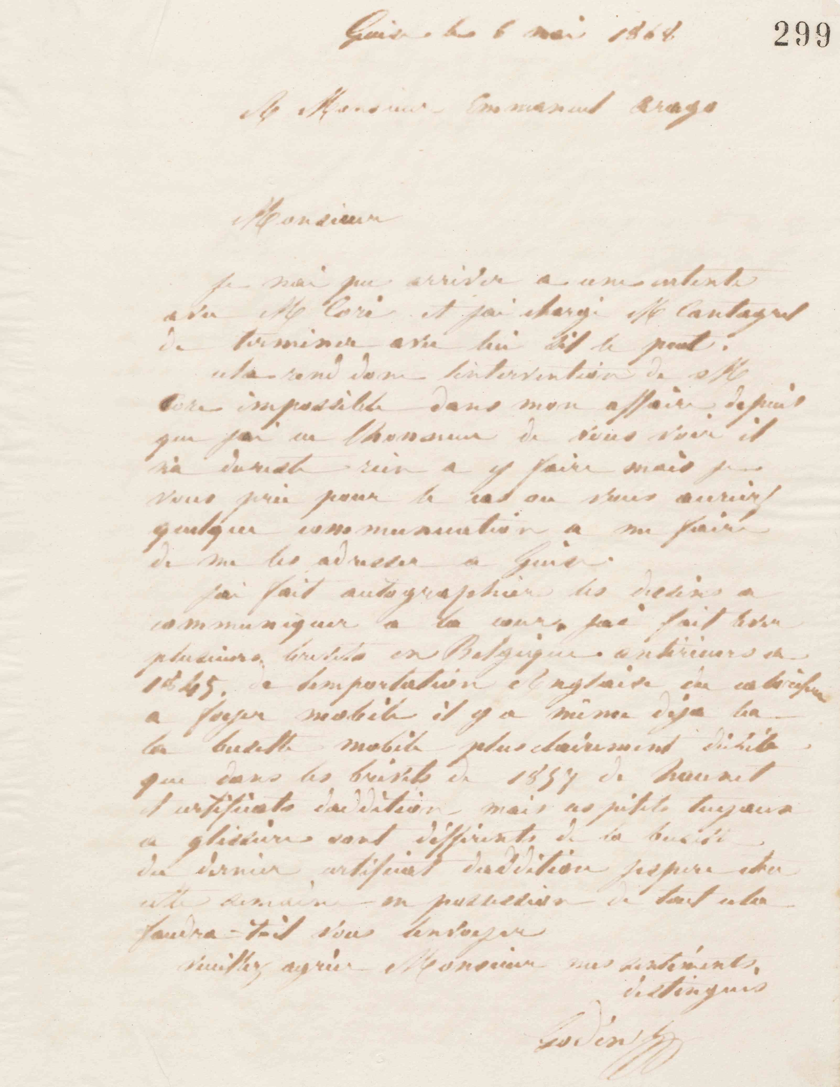 Jean-Baptiste André Godin à Emmanuel Arago, 6 mai 1868