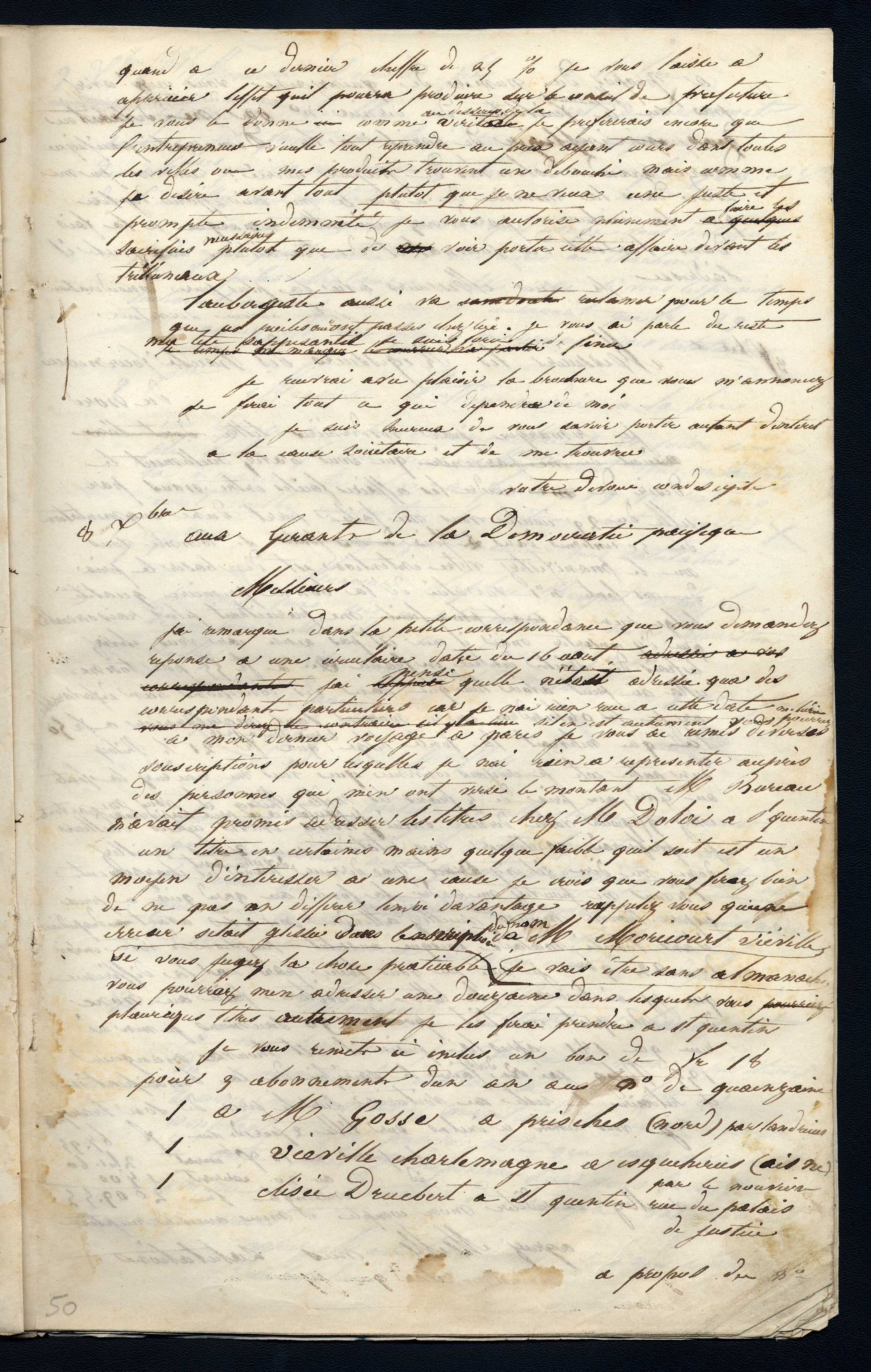 Jean-Baptiste André Godin aux gérants de La Démocratie pacifique, 8 décembre [1845]