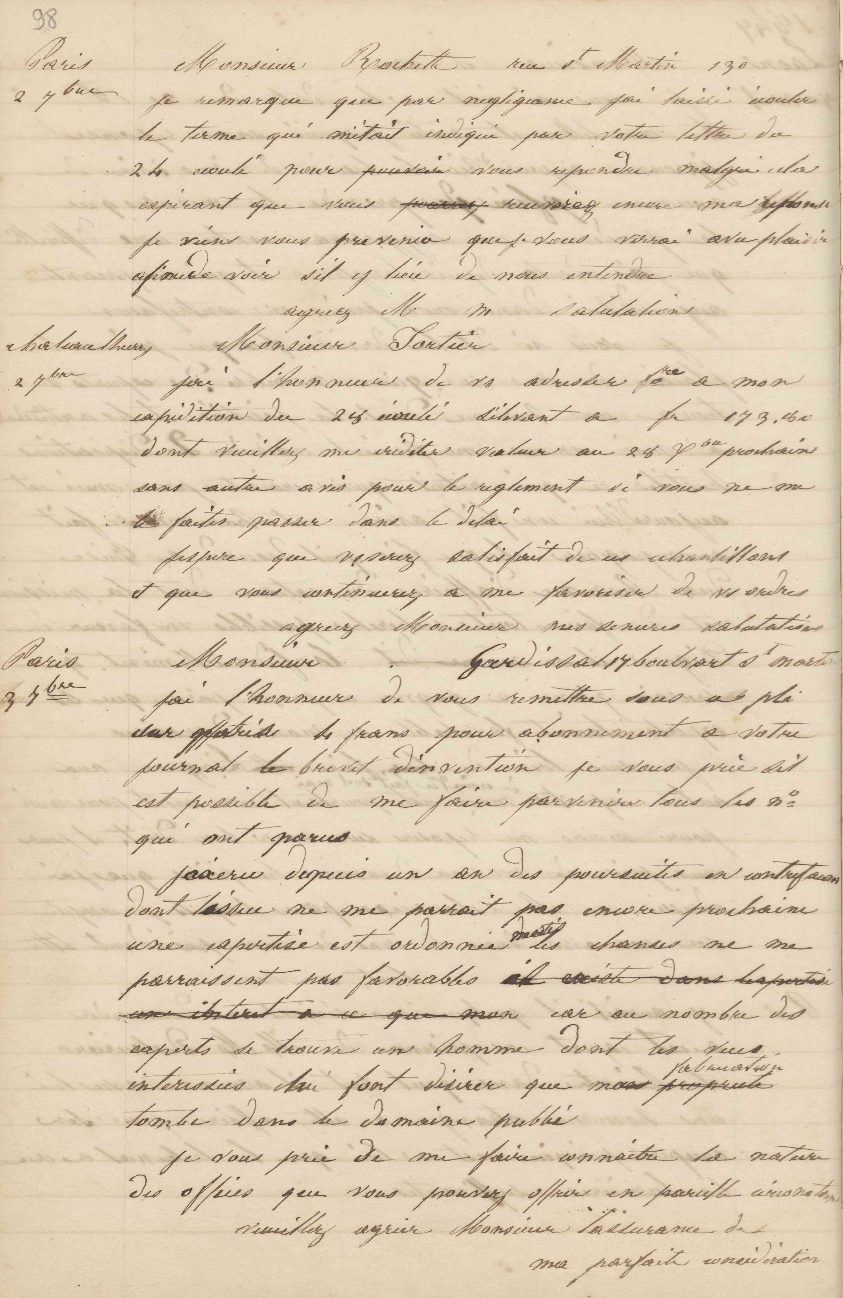 Jean-Baptiste André Godin à monsieur Fortier, 2 septembre 1847