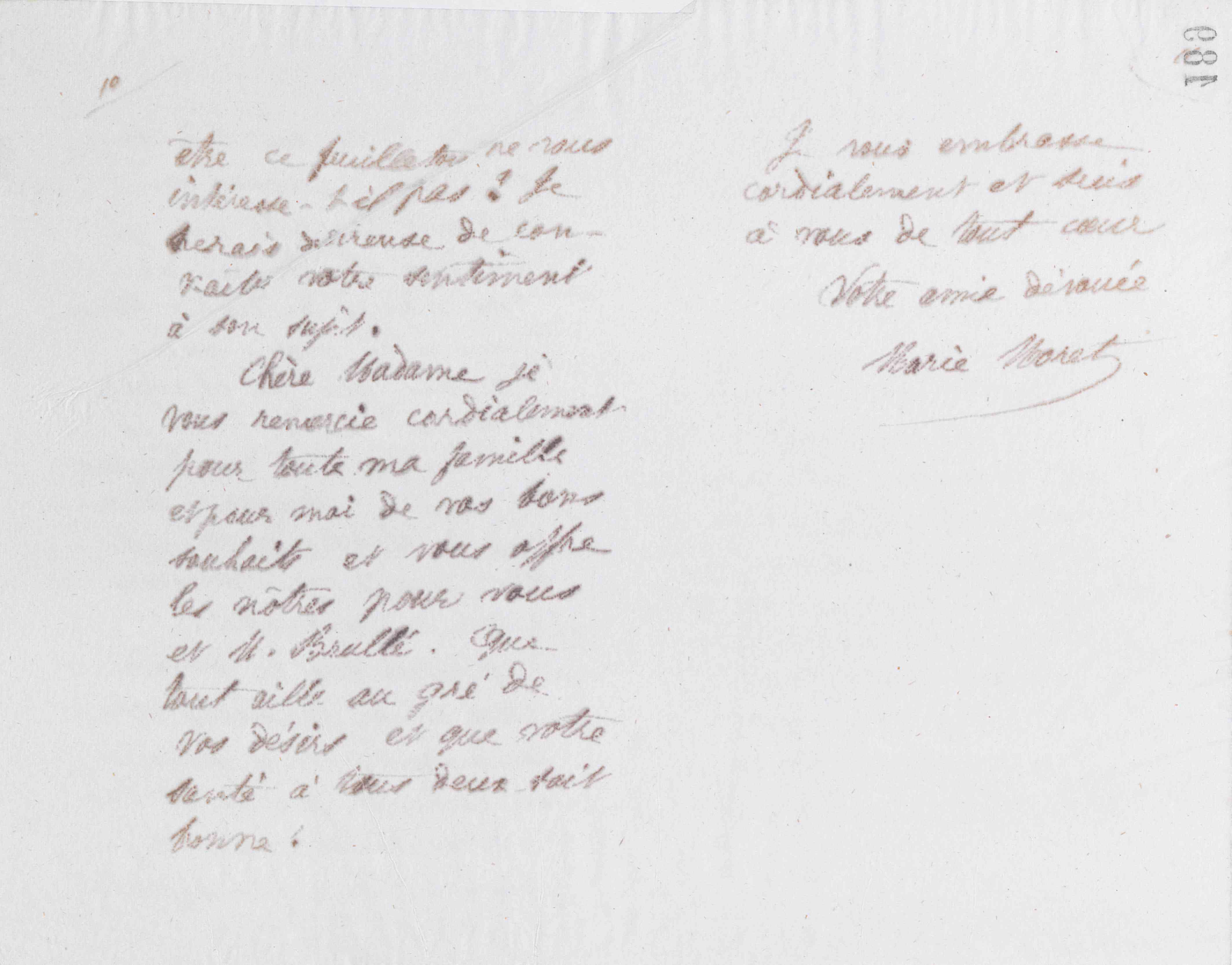 Marie Moret à Adèle Augustine Brullé, 27 décembre 1878 Marie Moret à Adèle Augustine Brullé, 27 décembre 1878