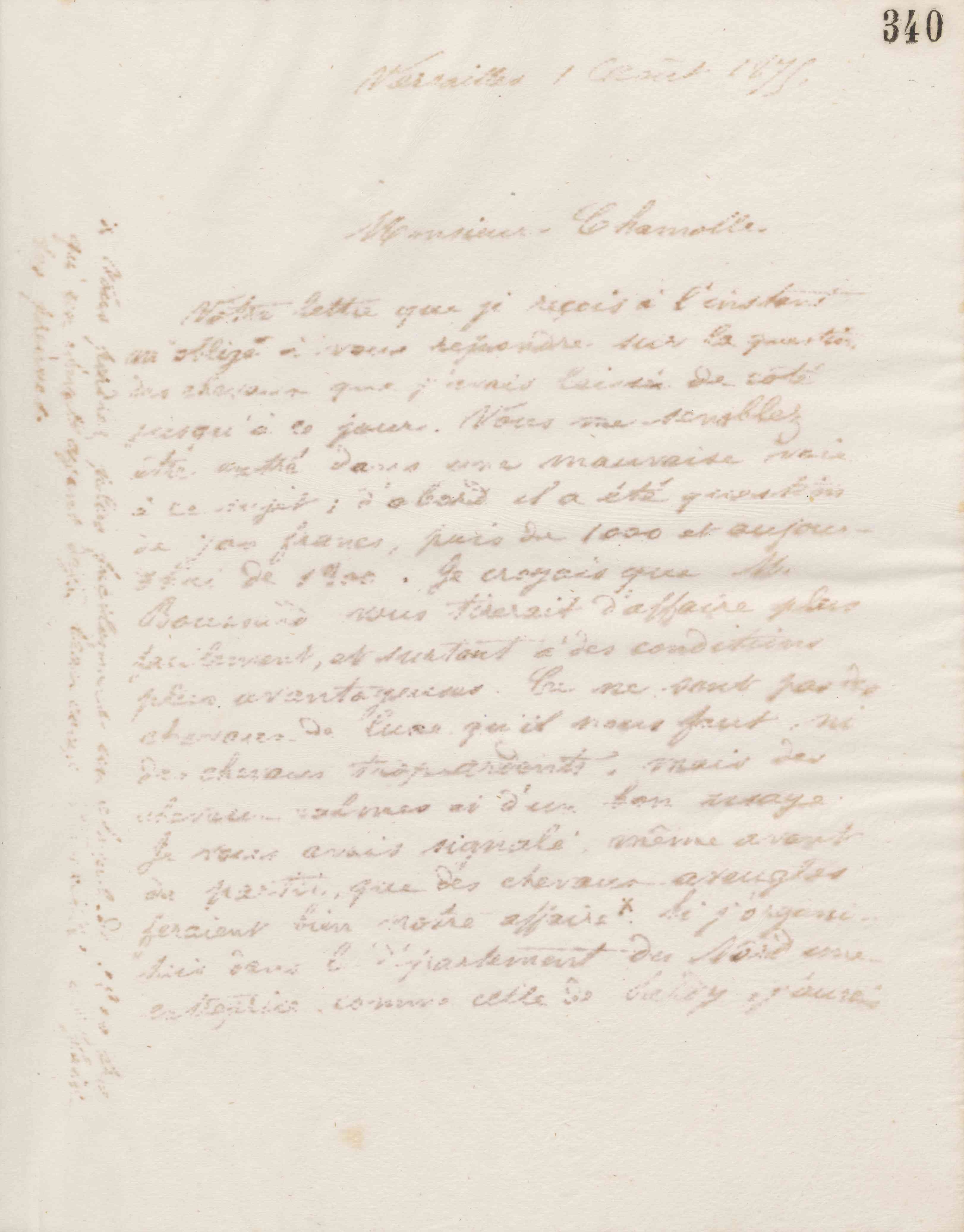 Jean-Baptiste André Godin à monsieur Chamolle, 1er août 1875 Jean-Baptiste André Godin à monsieur Chamolle, 1er août 1875