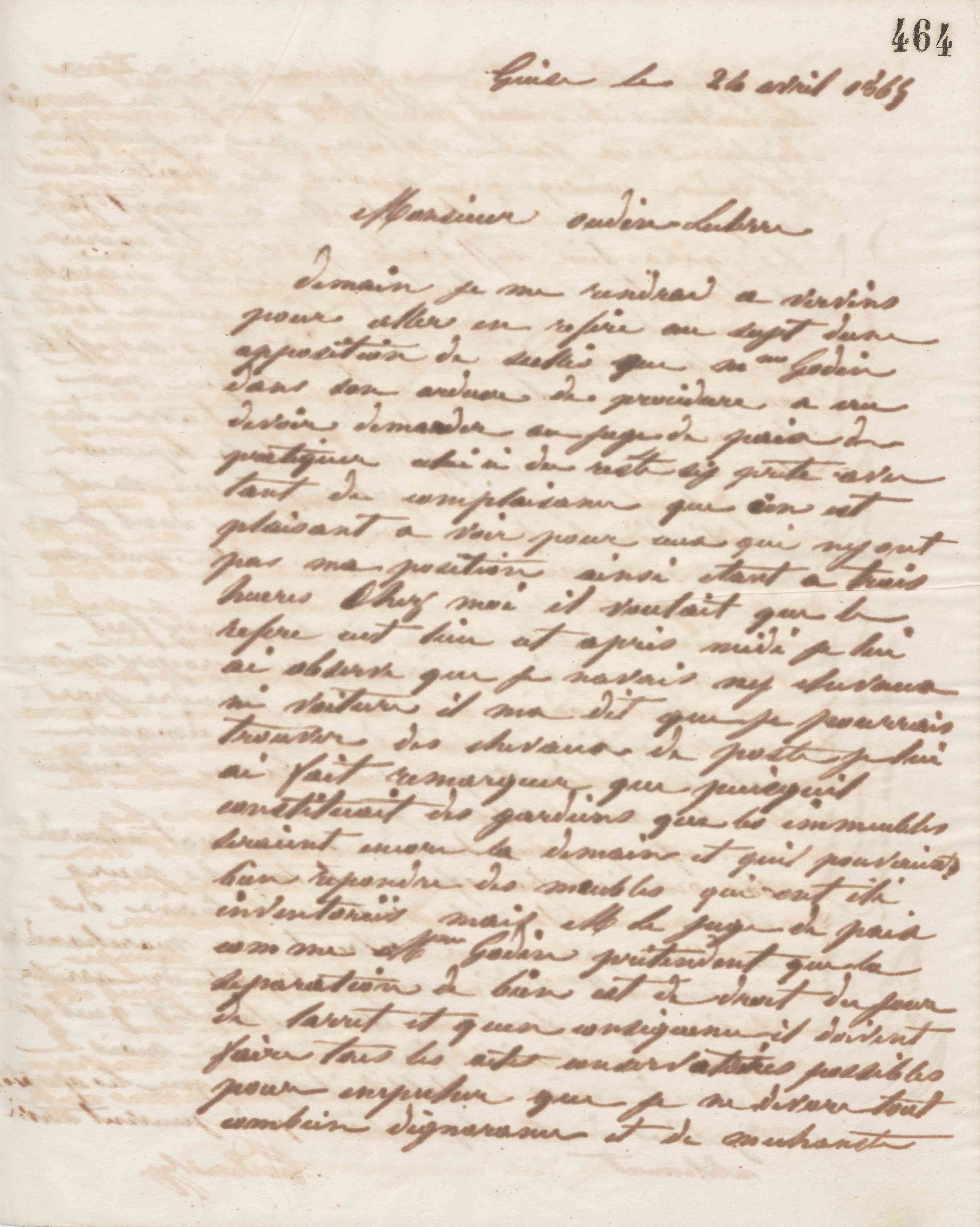 Jean-Baptiste André Godin à Louis Oudin-Leclère, 24 avril 1865 Jean-Baptiste André Godin à Louis Oudin-Leclère, 24 avril 1865