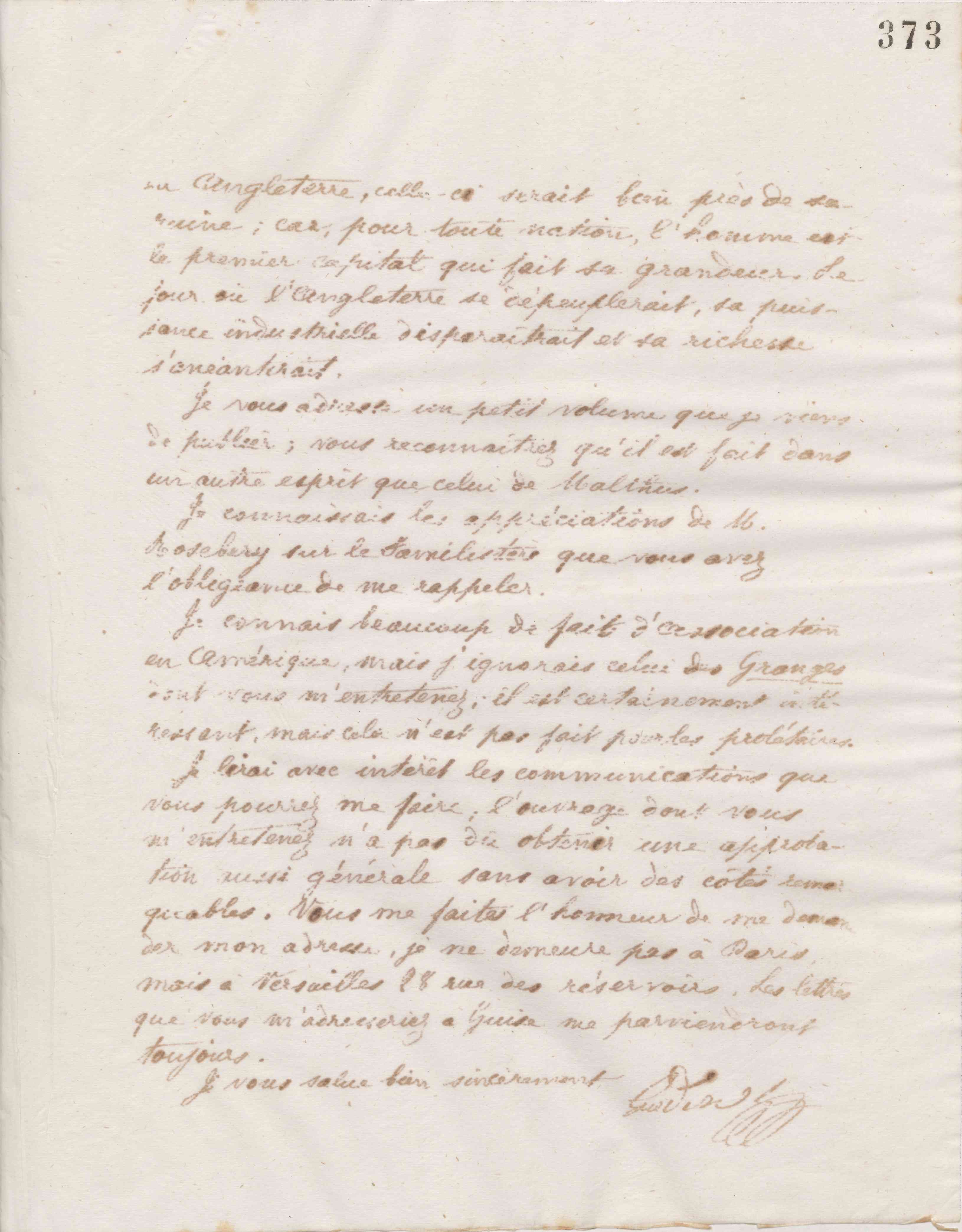 Jean-Baptiste André Godin à Joseph Bigorry, 7 décembre 1874