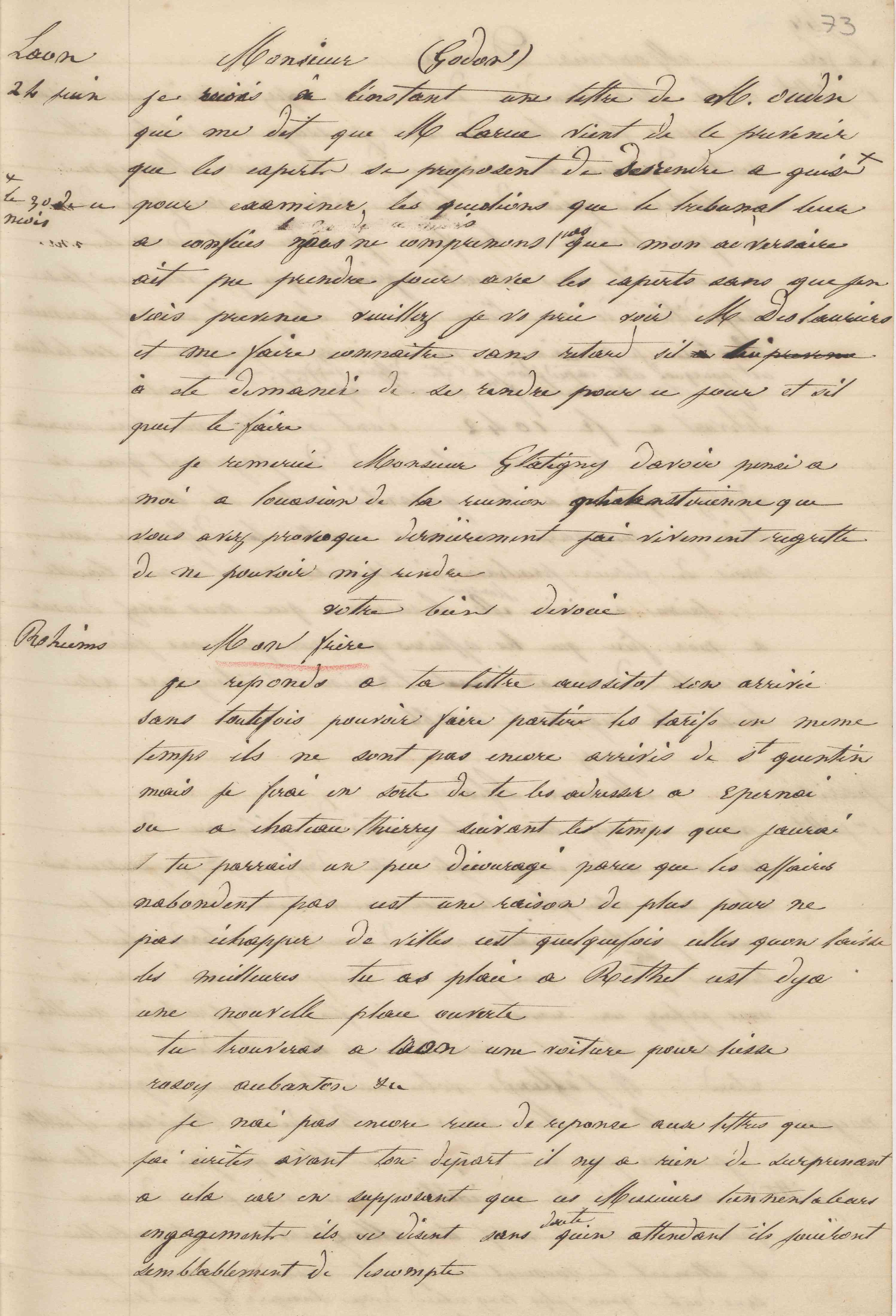 Jean-Baptiste André Godin à Jules-Charles Godon, 24 juin 1847