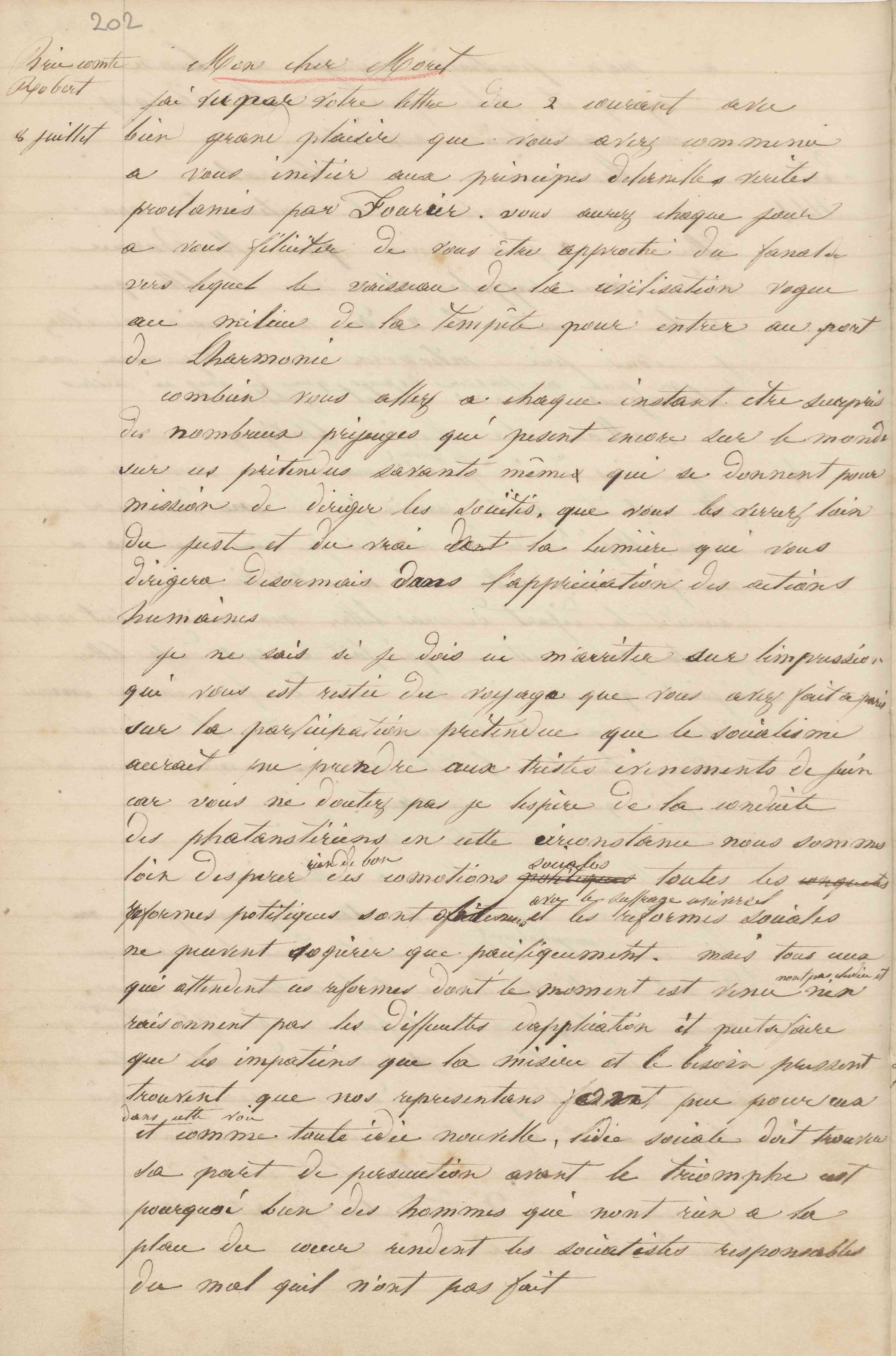 Jean-Baptiste André Godin à Jacques-Nicolas Moret, 8 juillet 1848