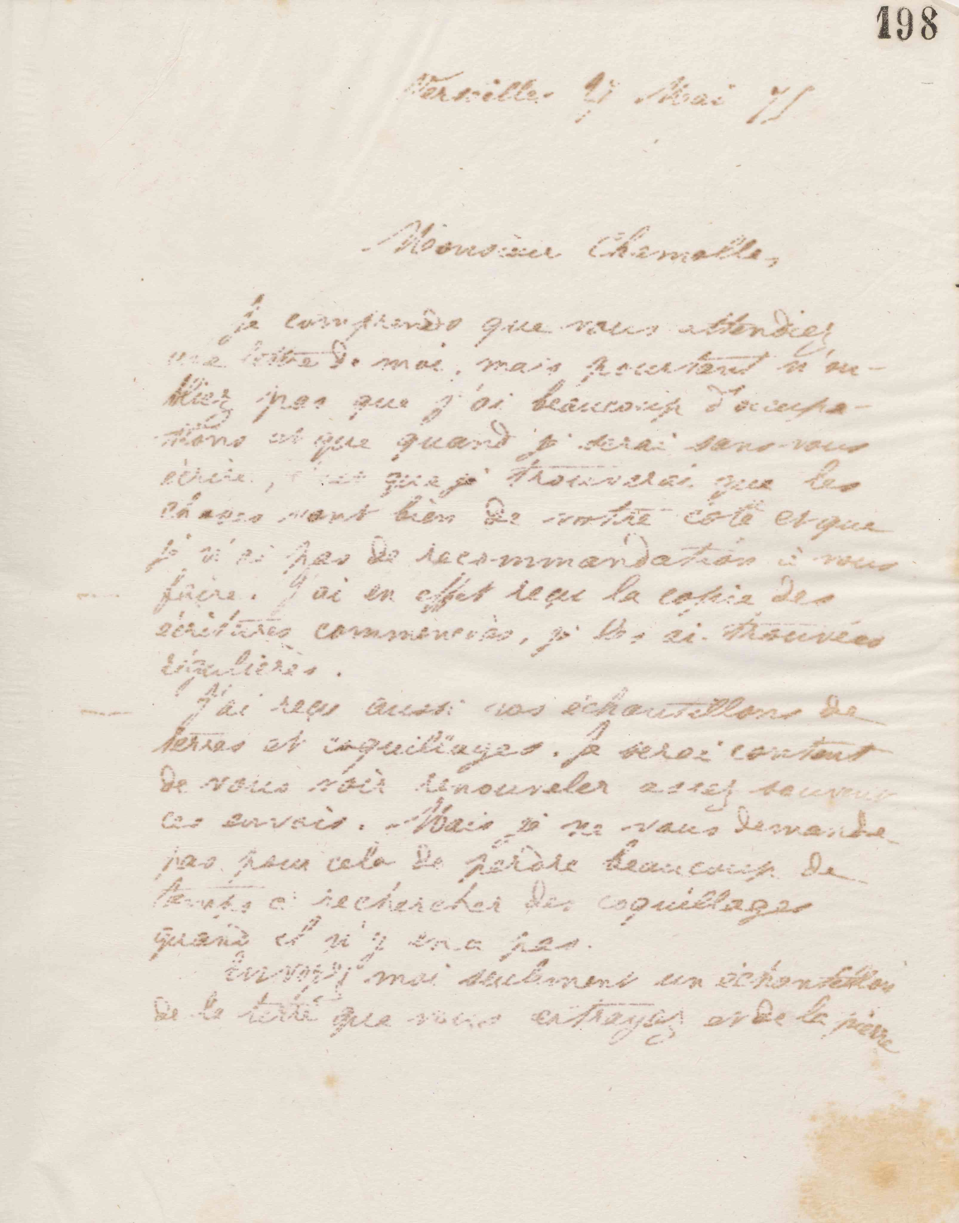 Jean-Baptiste André Godin à monsieur Chamolle, 27 mai 1875