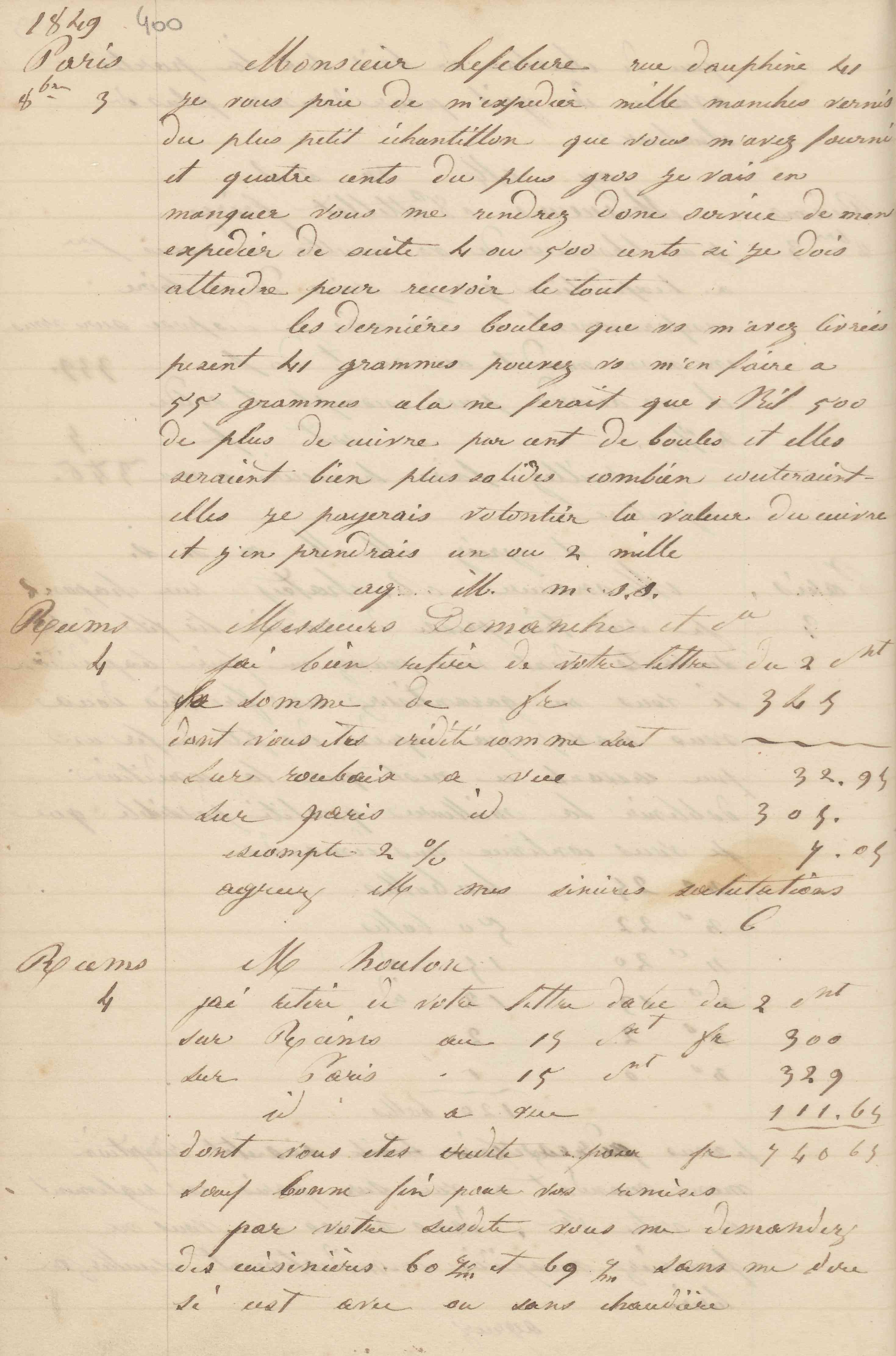 Jean-Baptiste André Godin à Didier-Demanche et Cie, 4 [octobre 1849]