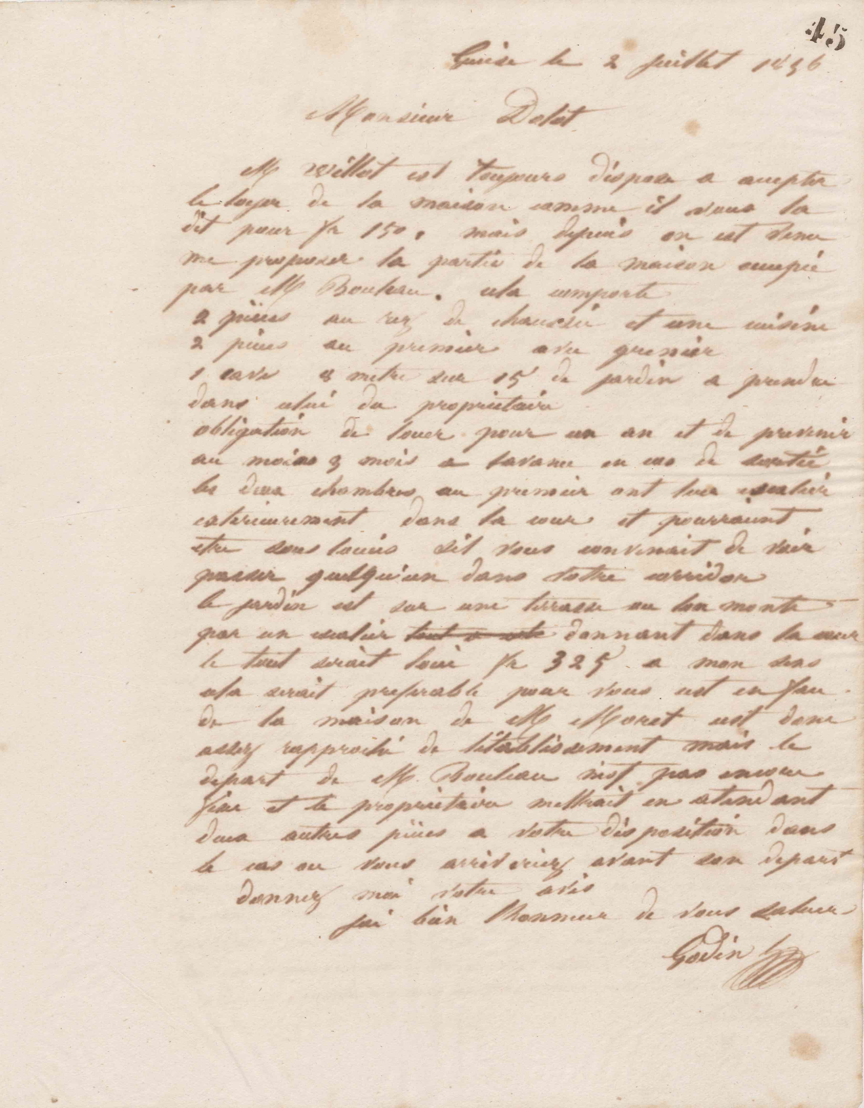 Jean-Baptiste André Godin à monsieur Dolot, 2 juillet 1856