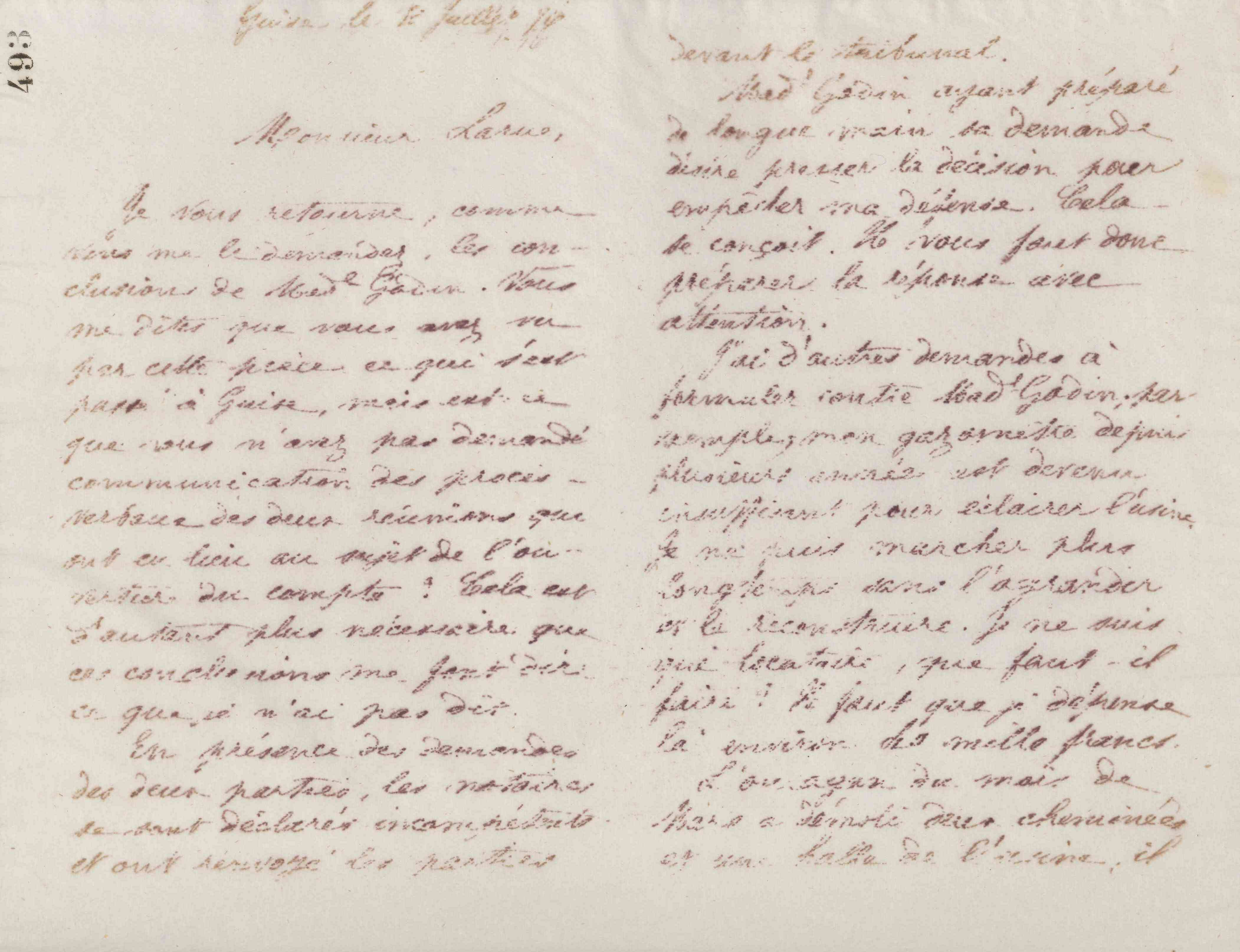 Jean-Baptiste André Godin à Édouard Larue, 12 juillet 1876 Jean-Baptiste André Godin à Édouard Larue, 12 juillet 1876