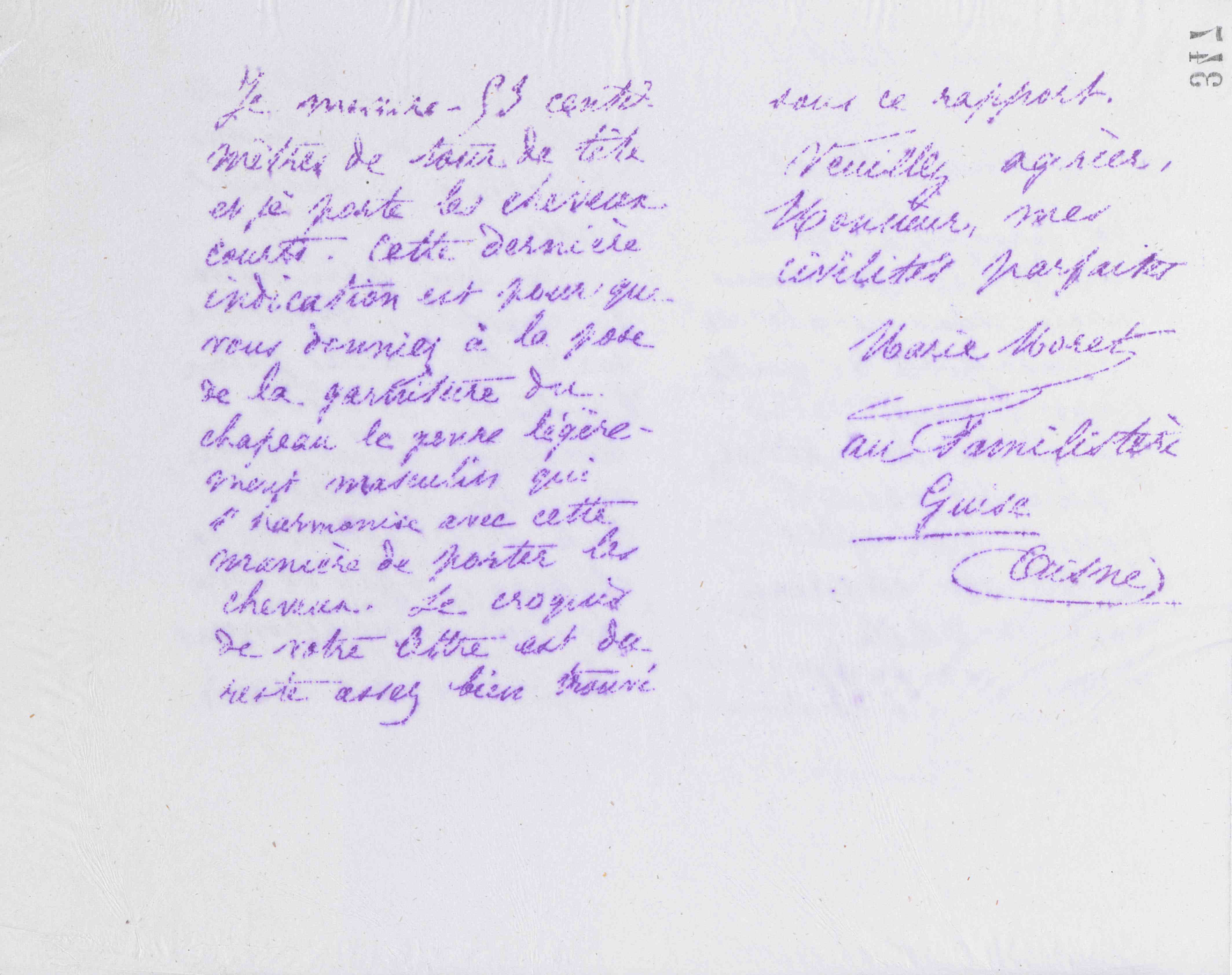 Marie Moret à Auguste Briol, 17 avril 1884 Marie Moret à Auguste Briol, 17 avril 1884