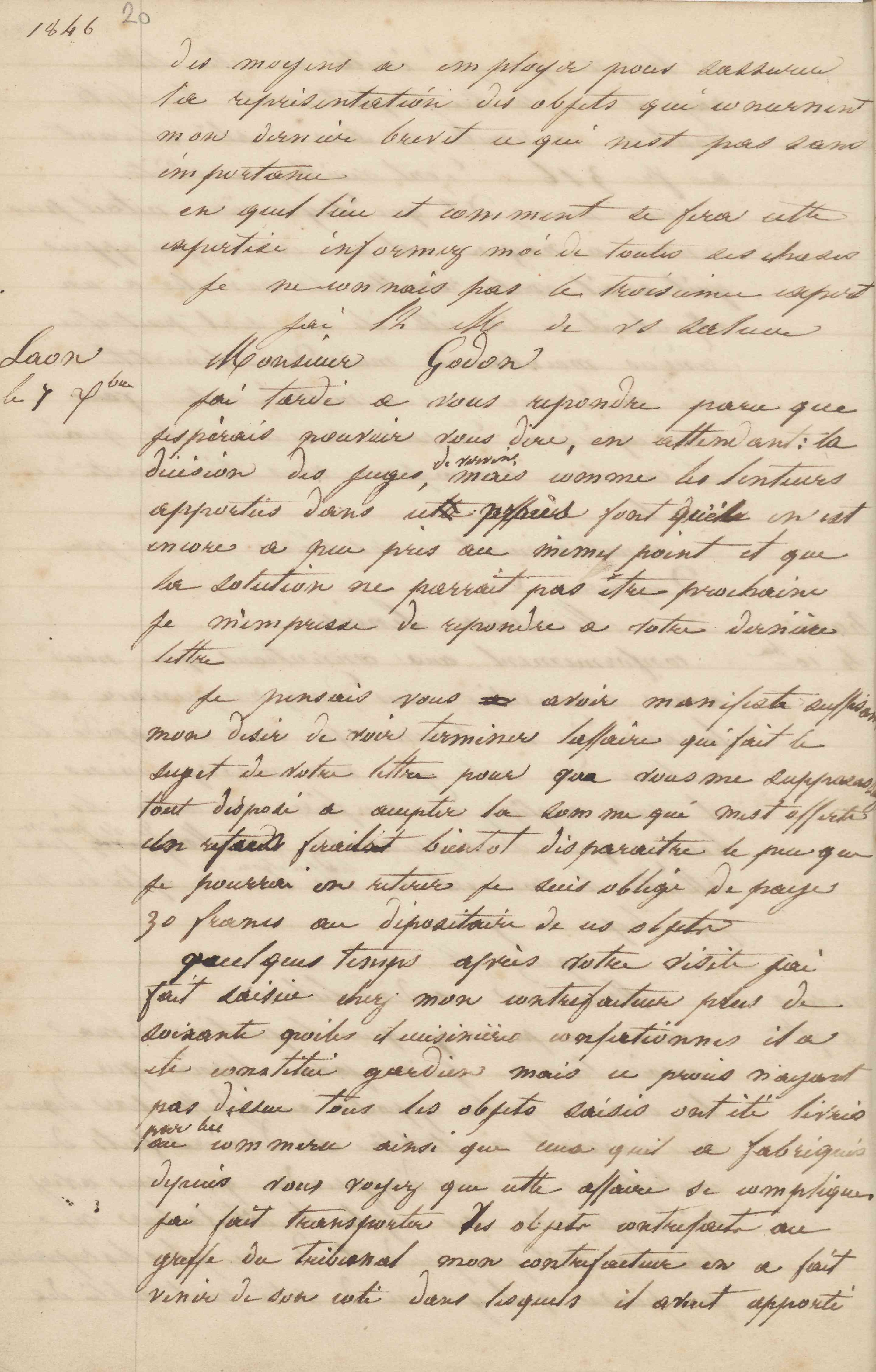 Jean-Baptiste André Godin à Jules-Charles Godon, 7 décembre 1846