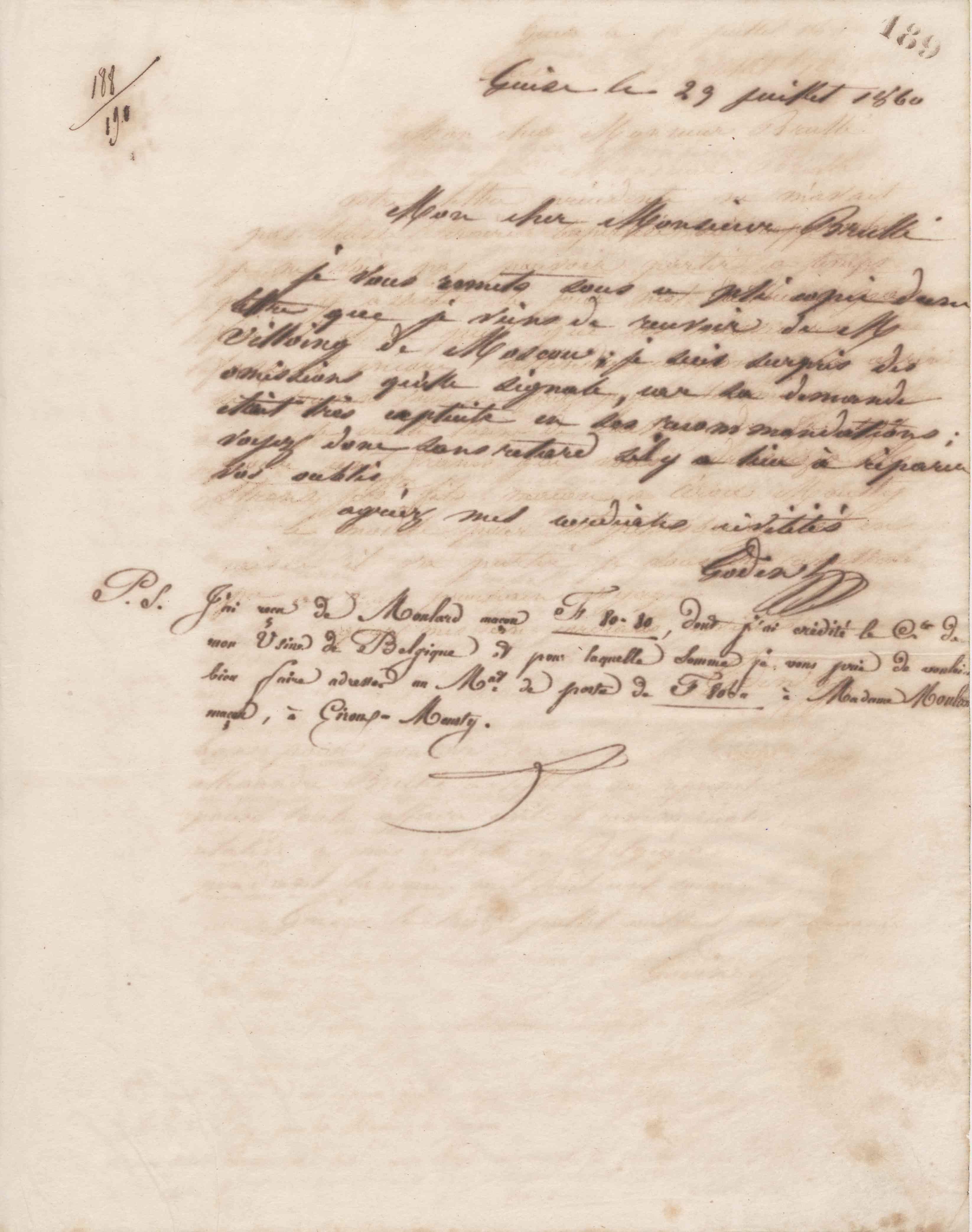 Jean-Baptiste André Godin à Alexandre Brullé, 23 juillet 1860 Jean-Baptiste André Godin à Alexandre Brullé, 23 juillet 1860