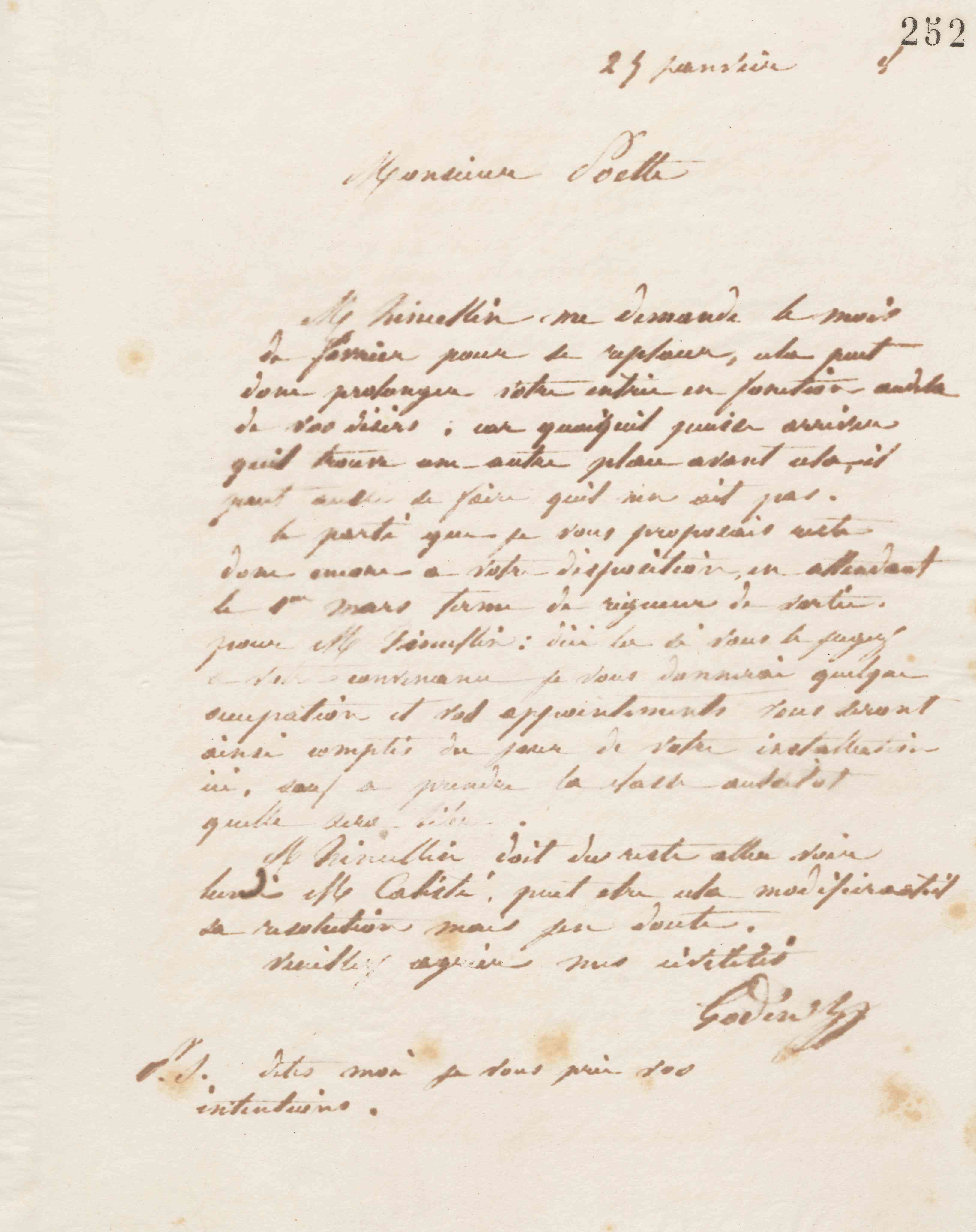 Jean-Baptiste André Godin à Alexandre Onésime Poëtte, 25 janvier 1868