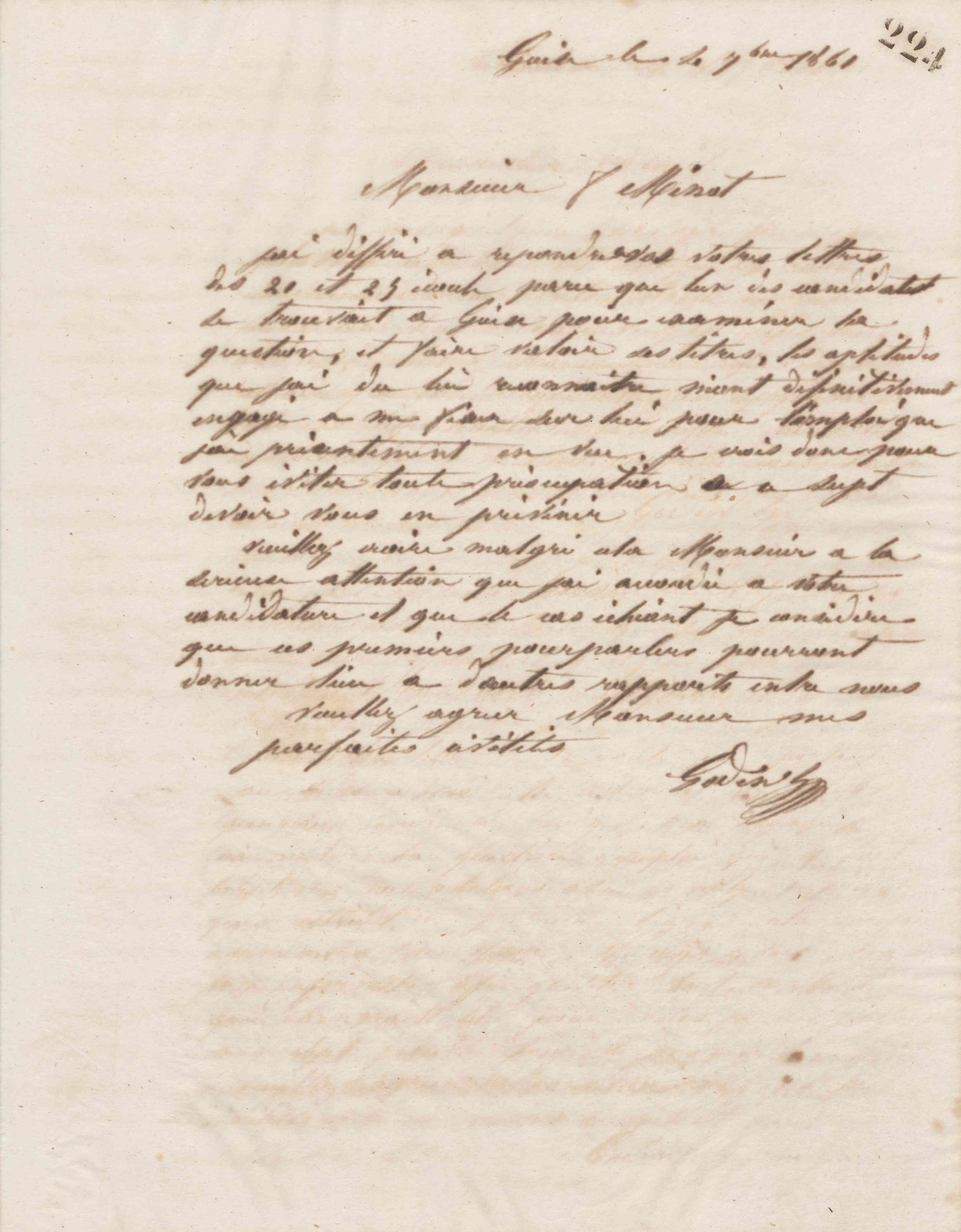 Jean-Baptiste André Godin à monsieur F. Minot, 4 septembre 1861 Jean-Baptiste André Godin à monsieur F. Minot, 4 septembre 1861